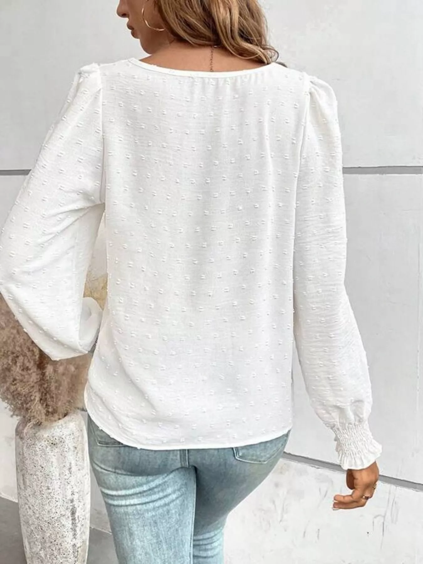 Swiss Dot Long Sleeve Blouse - Image 2