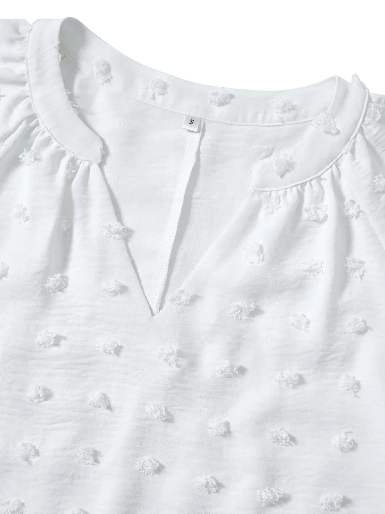 Swiss Dot Notched Half Se Blouse - Image 9
