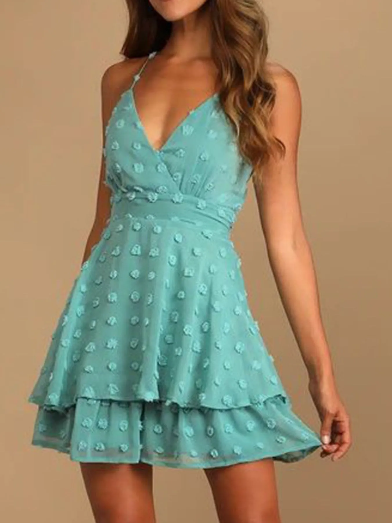 Swiss Dot V-Neck Cami Dress - Image 5