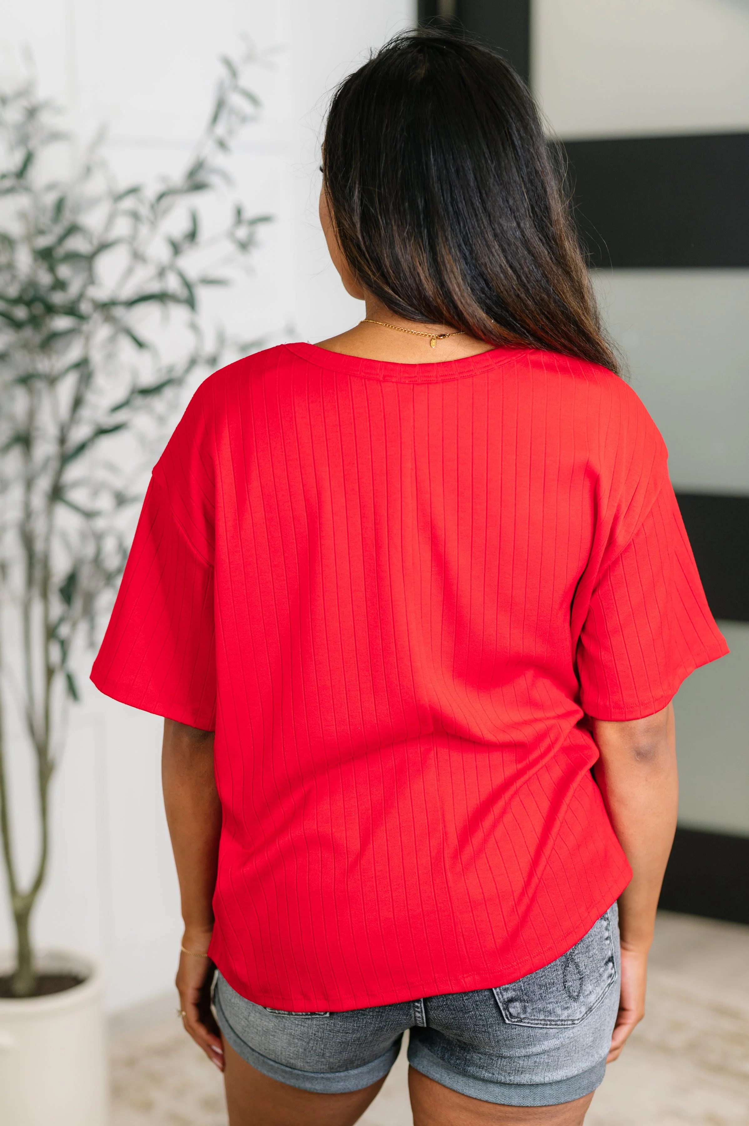 Take It Easy Slouchy Tee in Red - Image 4