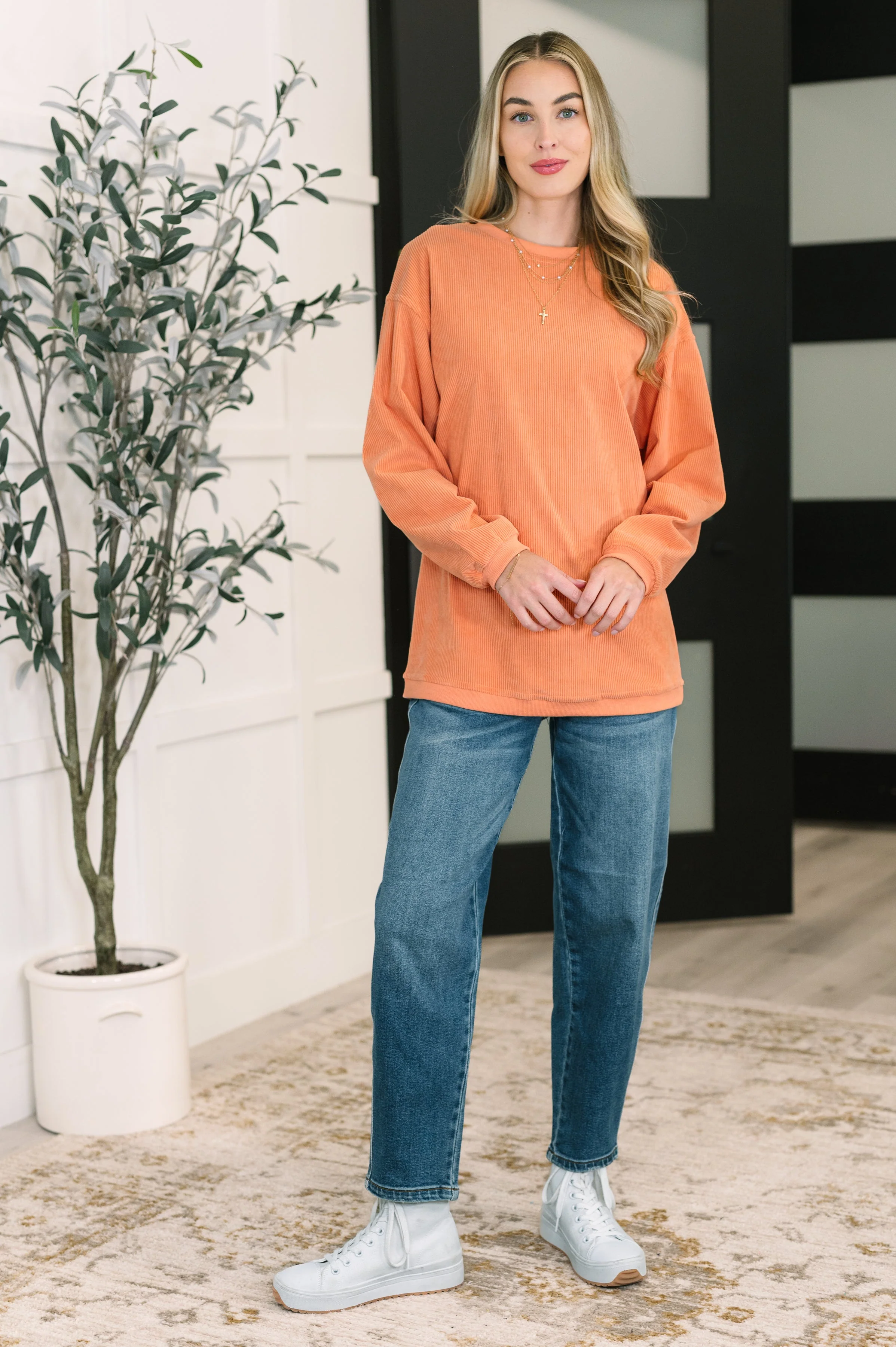 Taking A Drive Oversized Corded Sweatshirt - Image 3