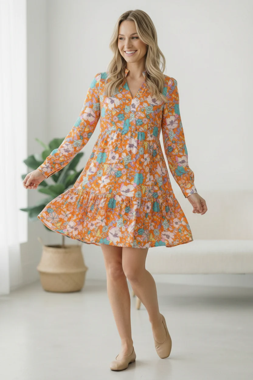Tangerine Dreaming Floral Dress - Image 6