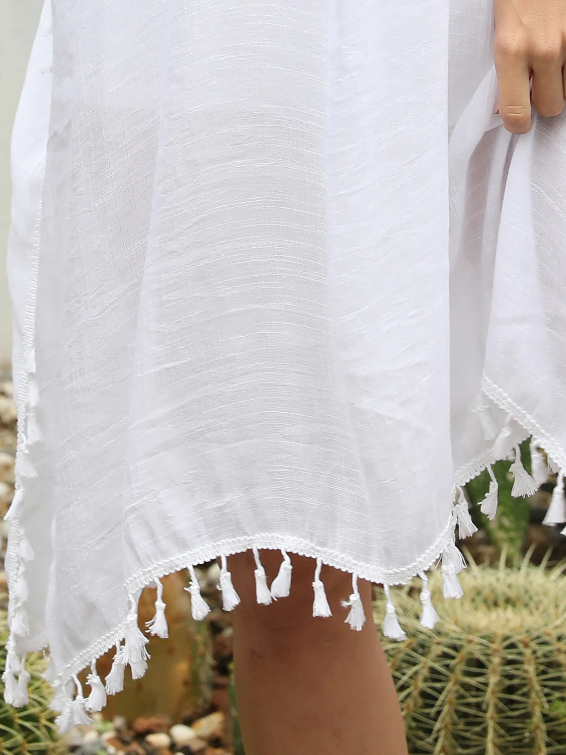 Tassel Cutout Half Sleeve Cover-Up - Image 10