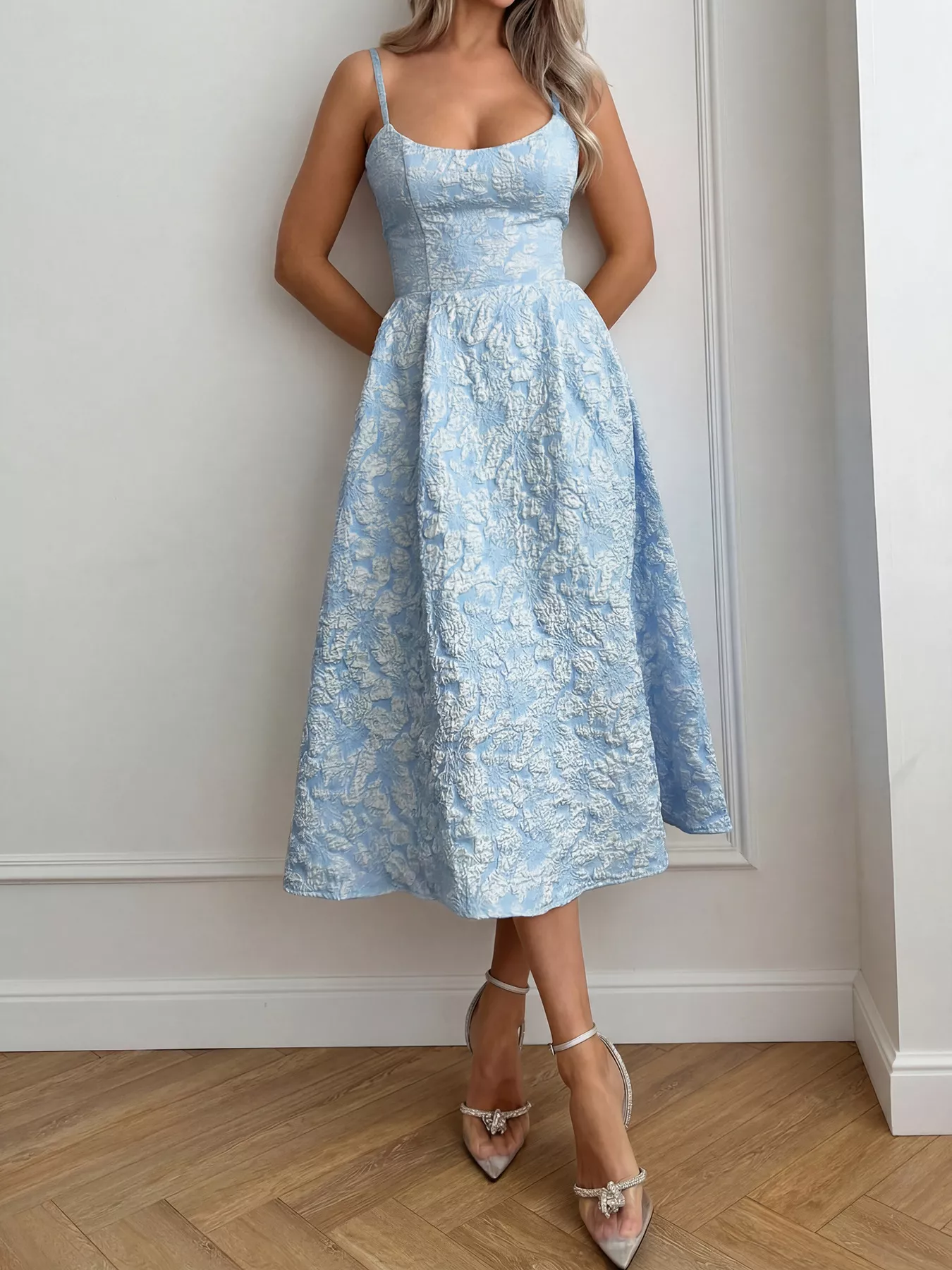 Textured A-Line Midi Dress - Image 6