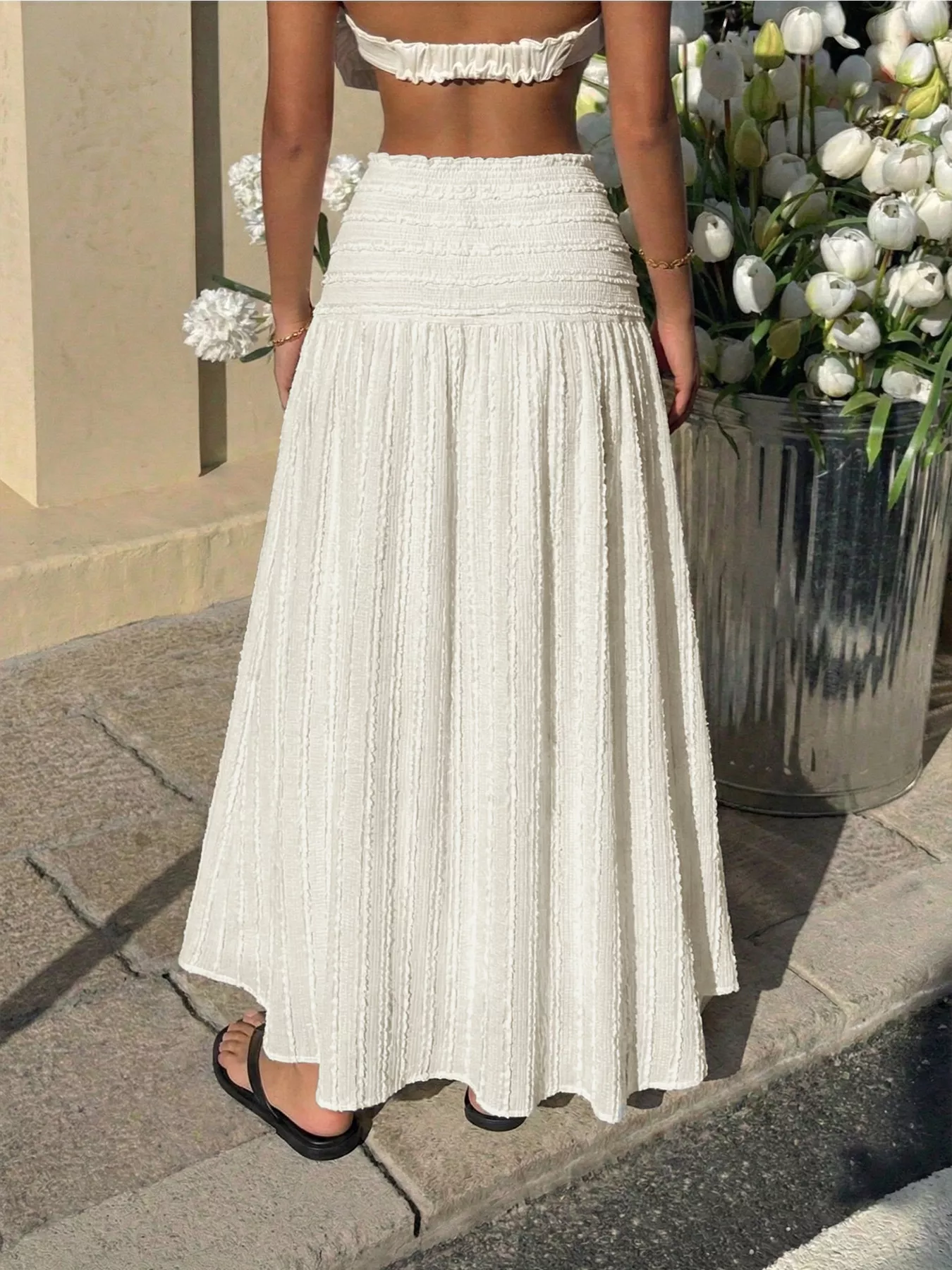 Textured A-Line Midi Skirt - Image 4