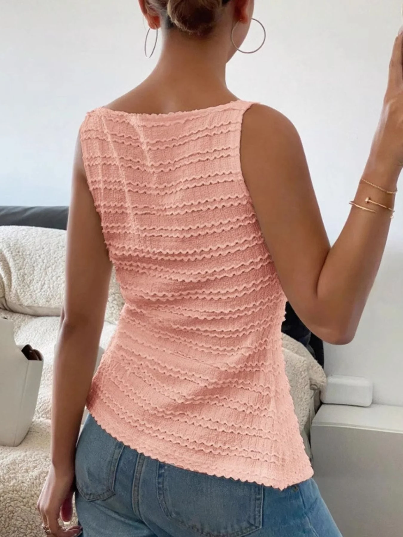 Textured Button-Front Tank - Image 21