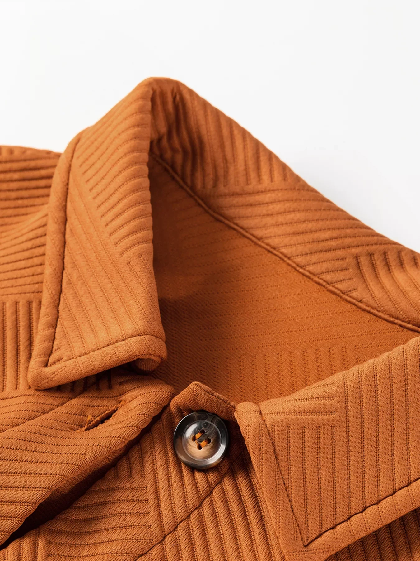 Textured Collared Drop Shoulder Buttoned Front Coat - Image 5