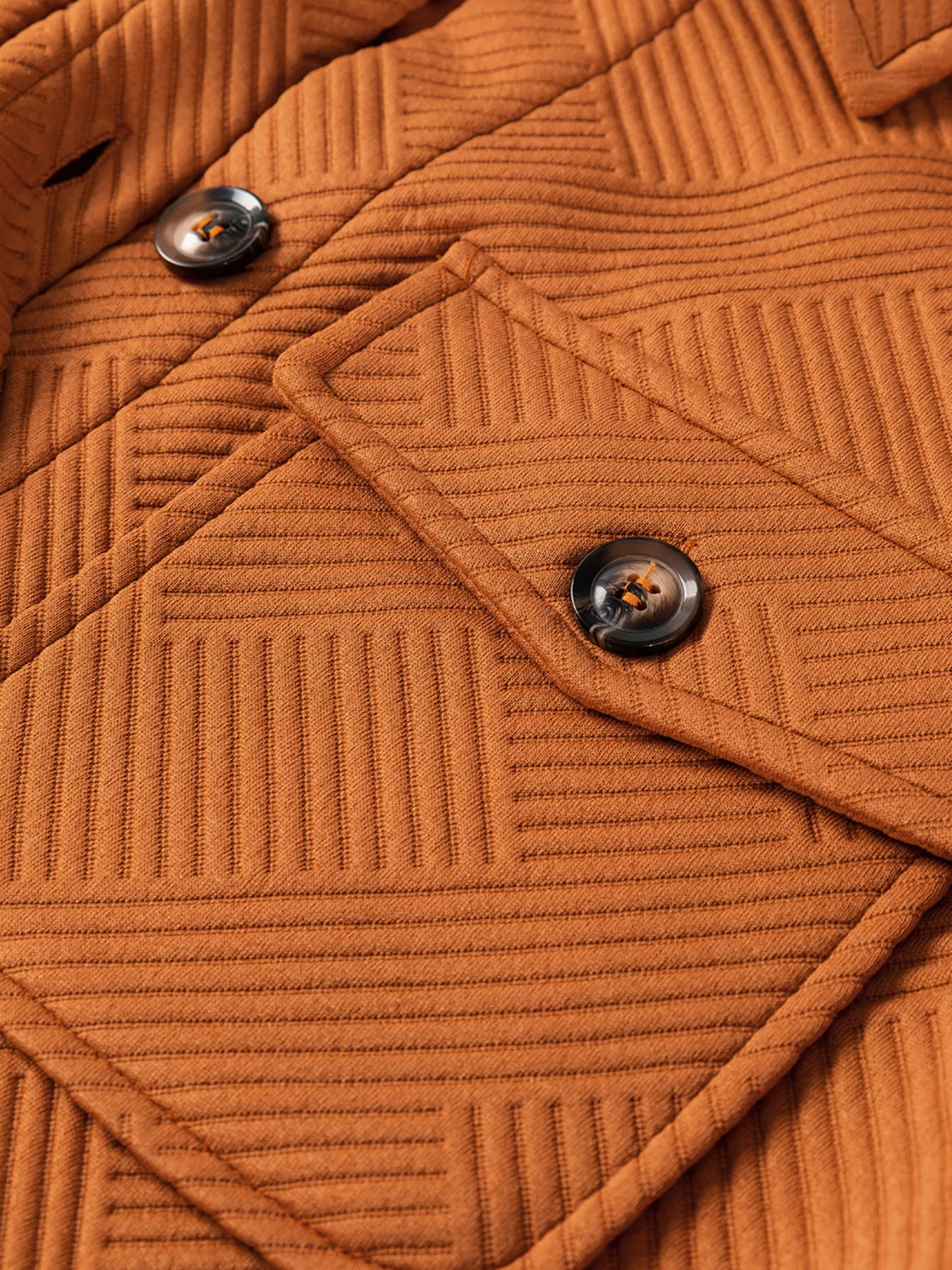 Textured Collared Drop Shoulder Buttoned Front Coat - Image 6