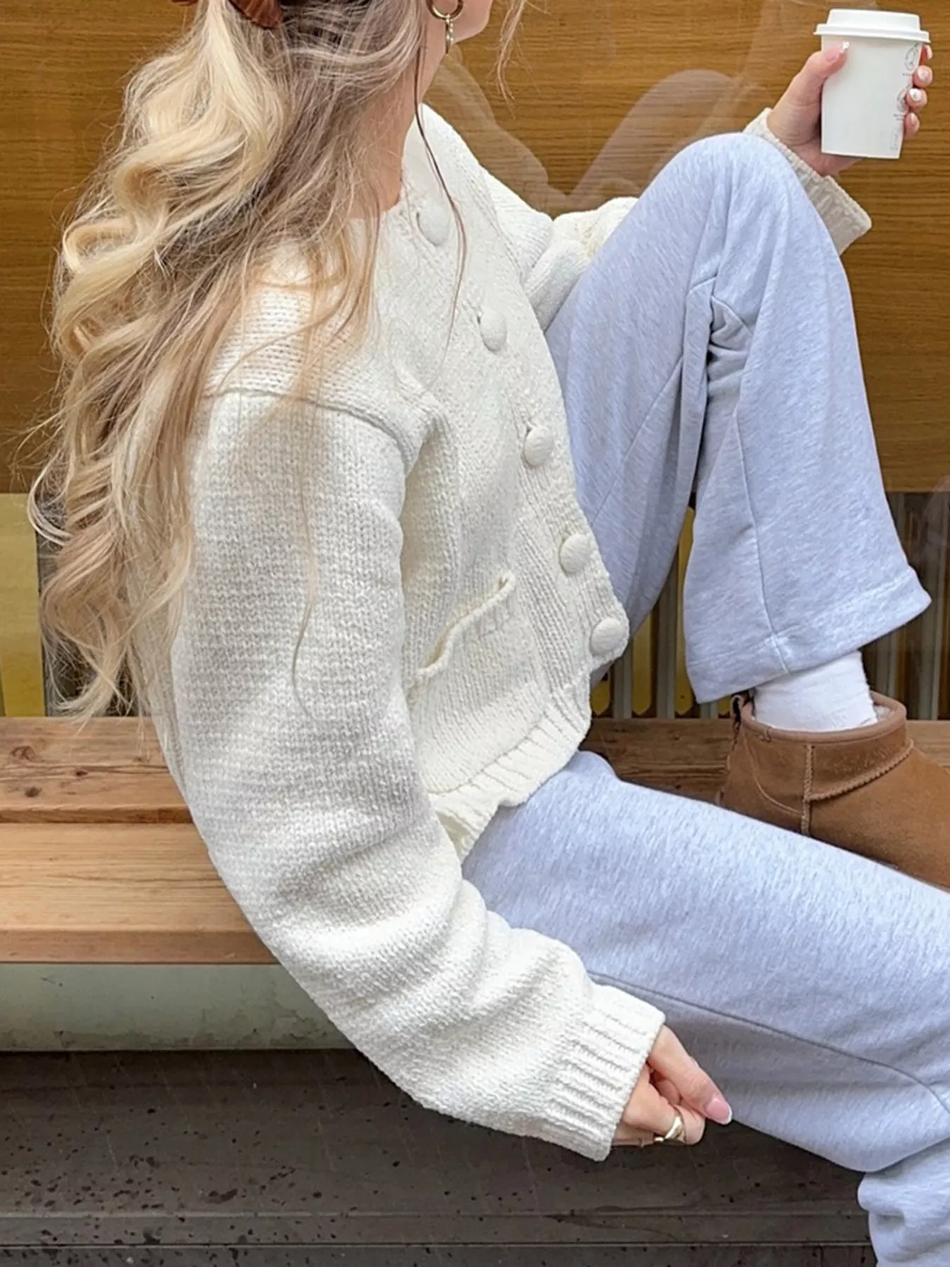 Textured Knit Button-Down Cardigan - Image 4