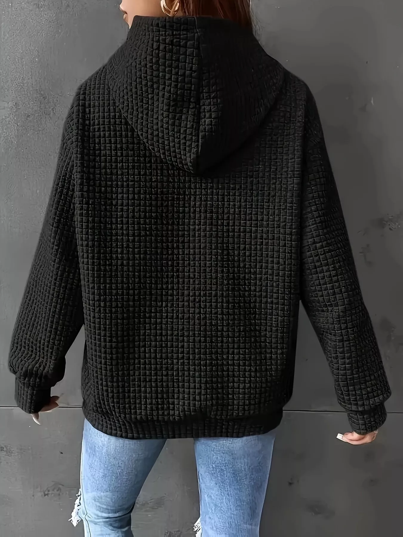 Textured Knit Drawstring Hoodie - Image 10