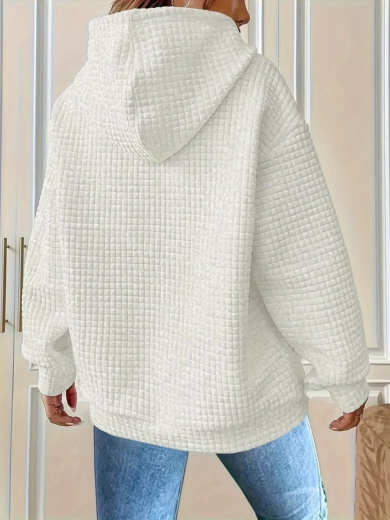 Textured Knit Drawstring Hoodie - Image 14