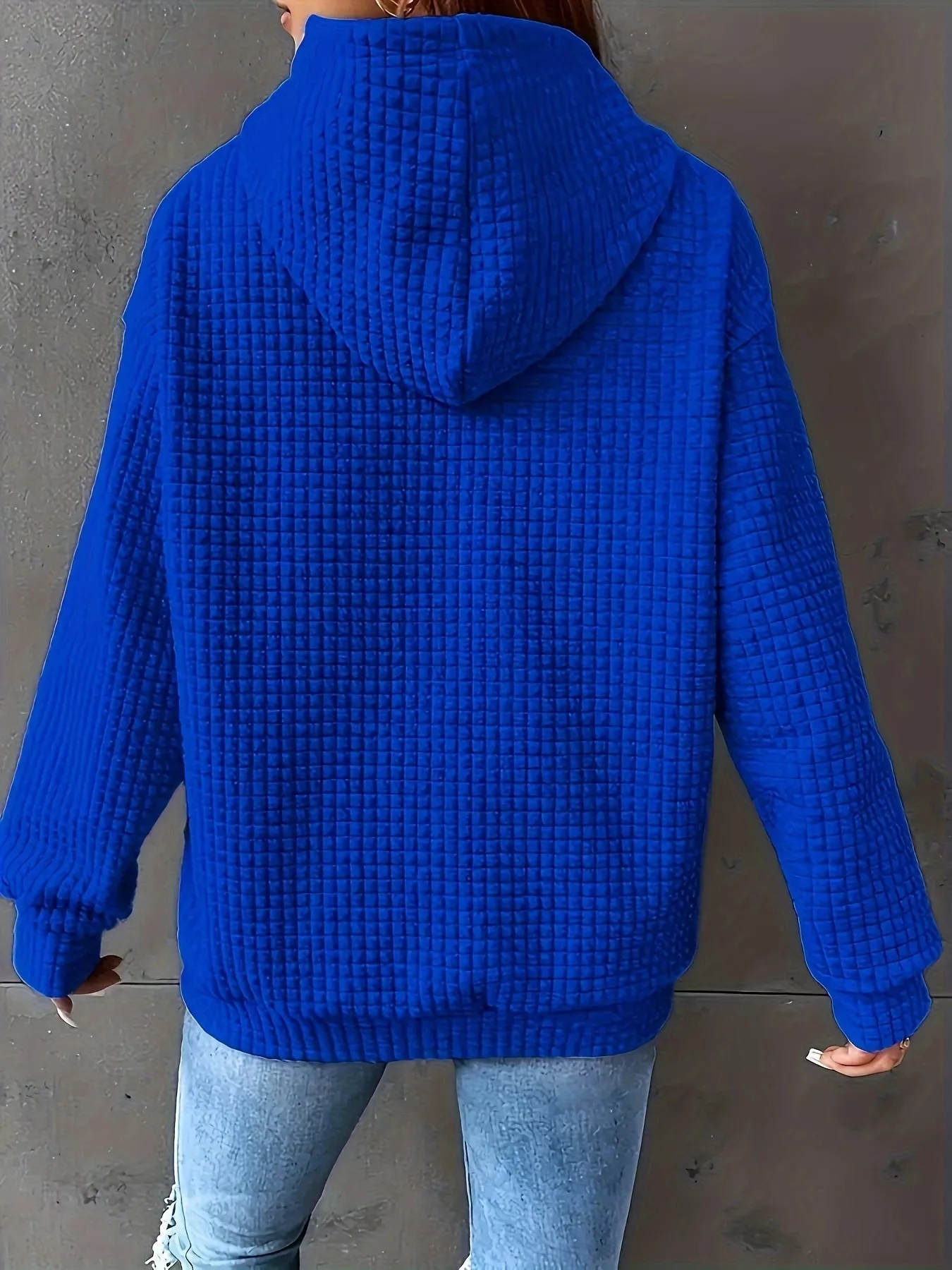 Textured Knit Drawstring Hoodie - Image 17