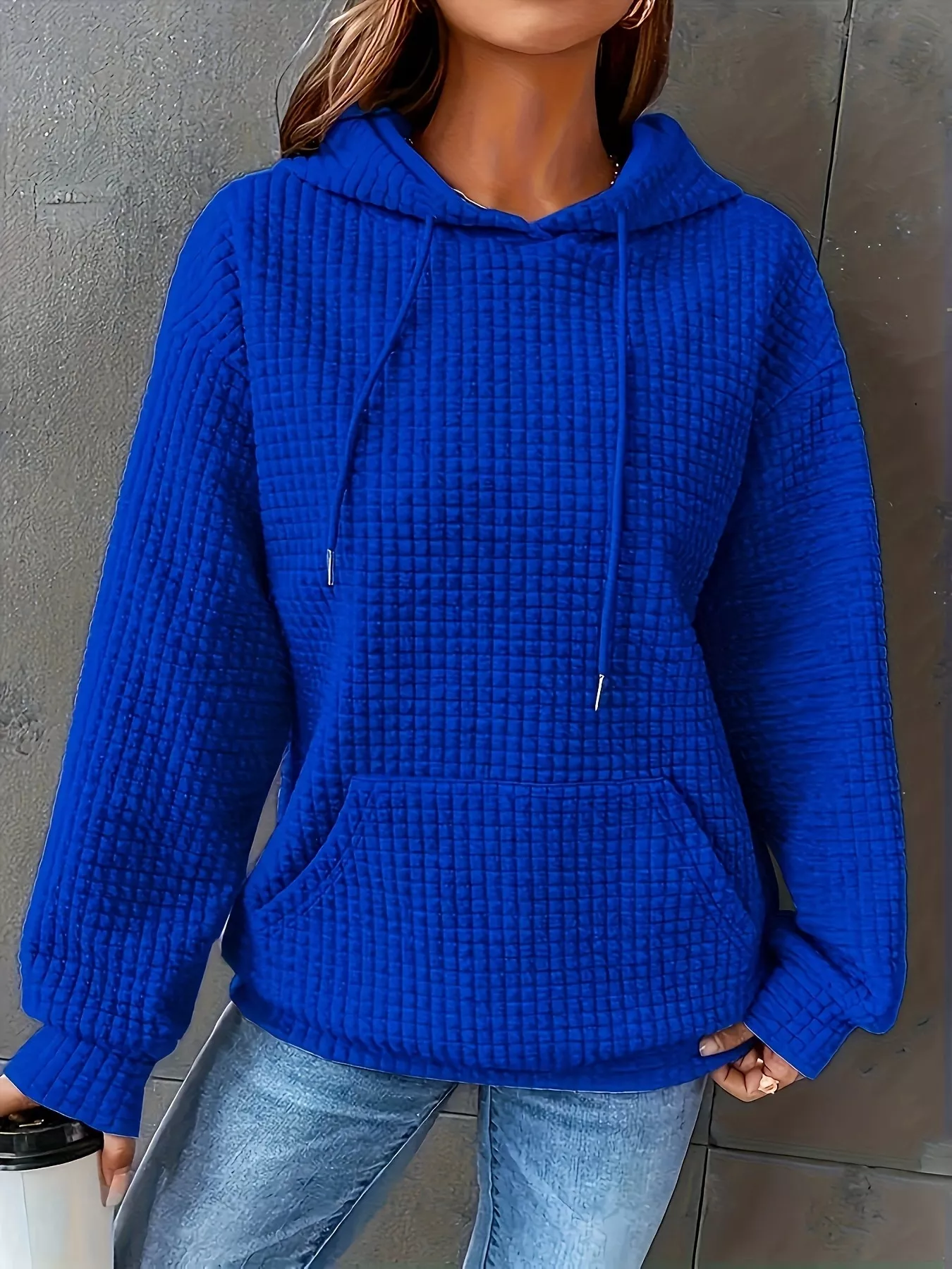 Textured Knit Drawstring Hoodie - Image 18