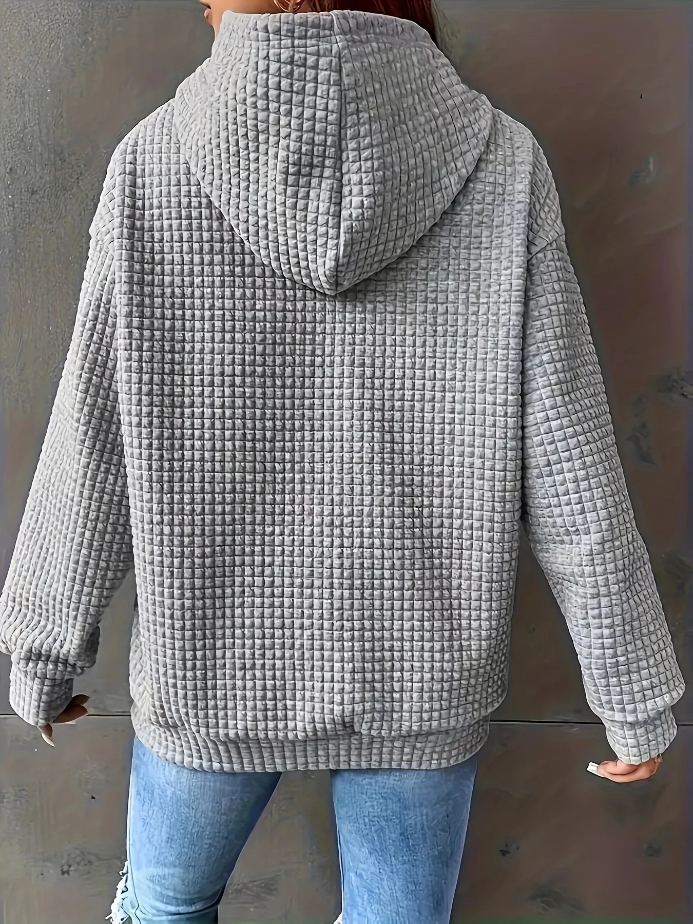 Textured Knit Drawstring Hoodie - Image 21