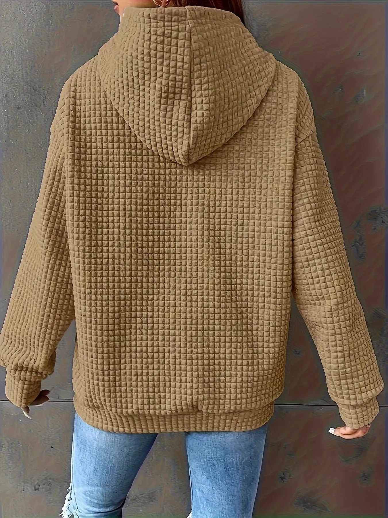 Textured Knit Drawstring Hoodie - Image 24