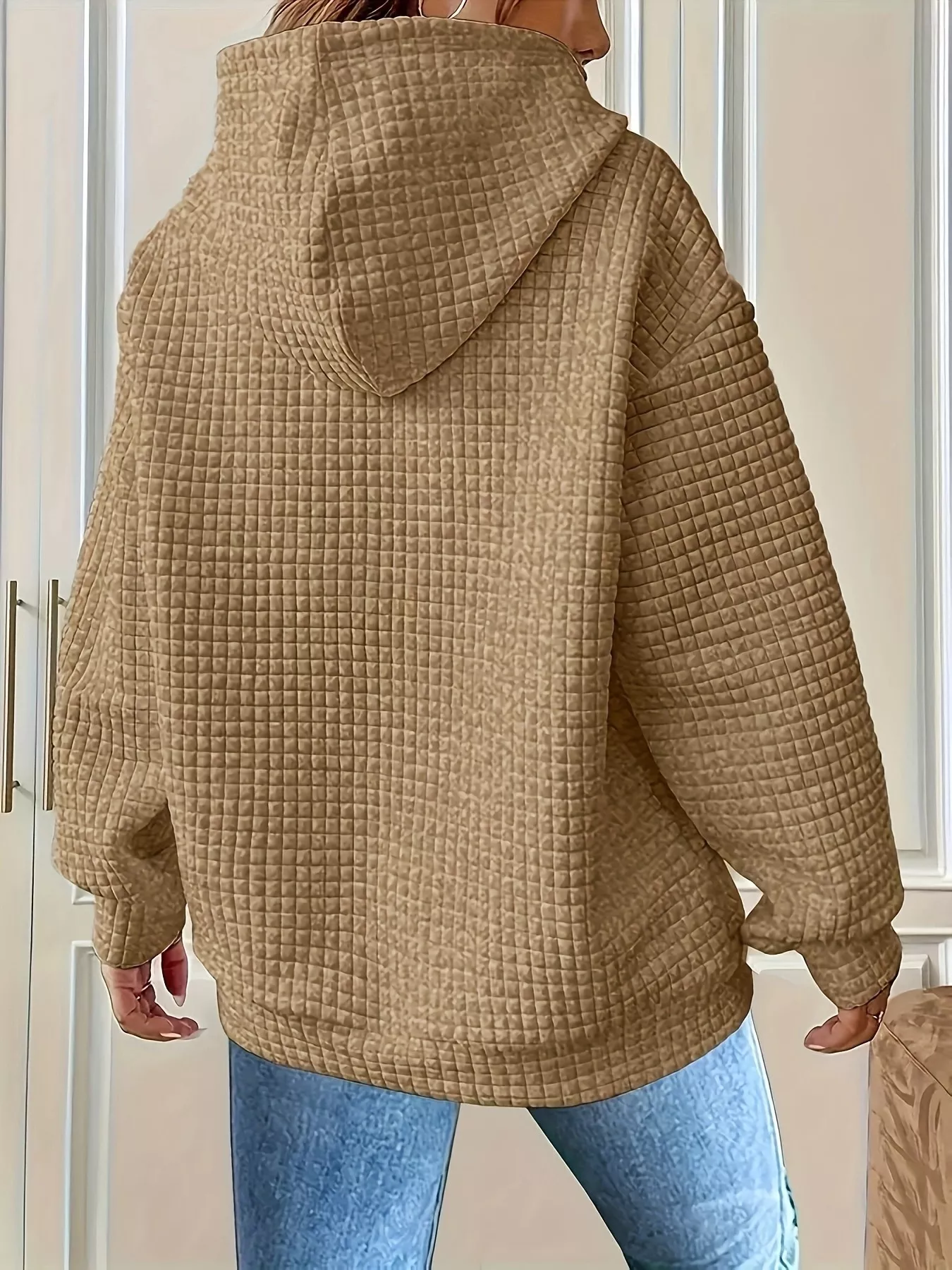 Textured Knit Drawstring Hoodie - Image 26