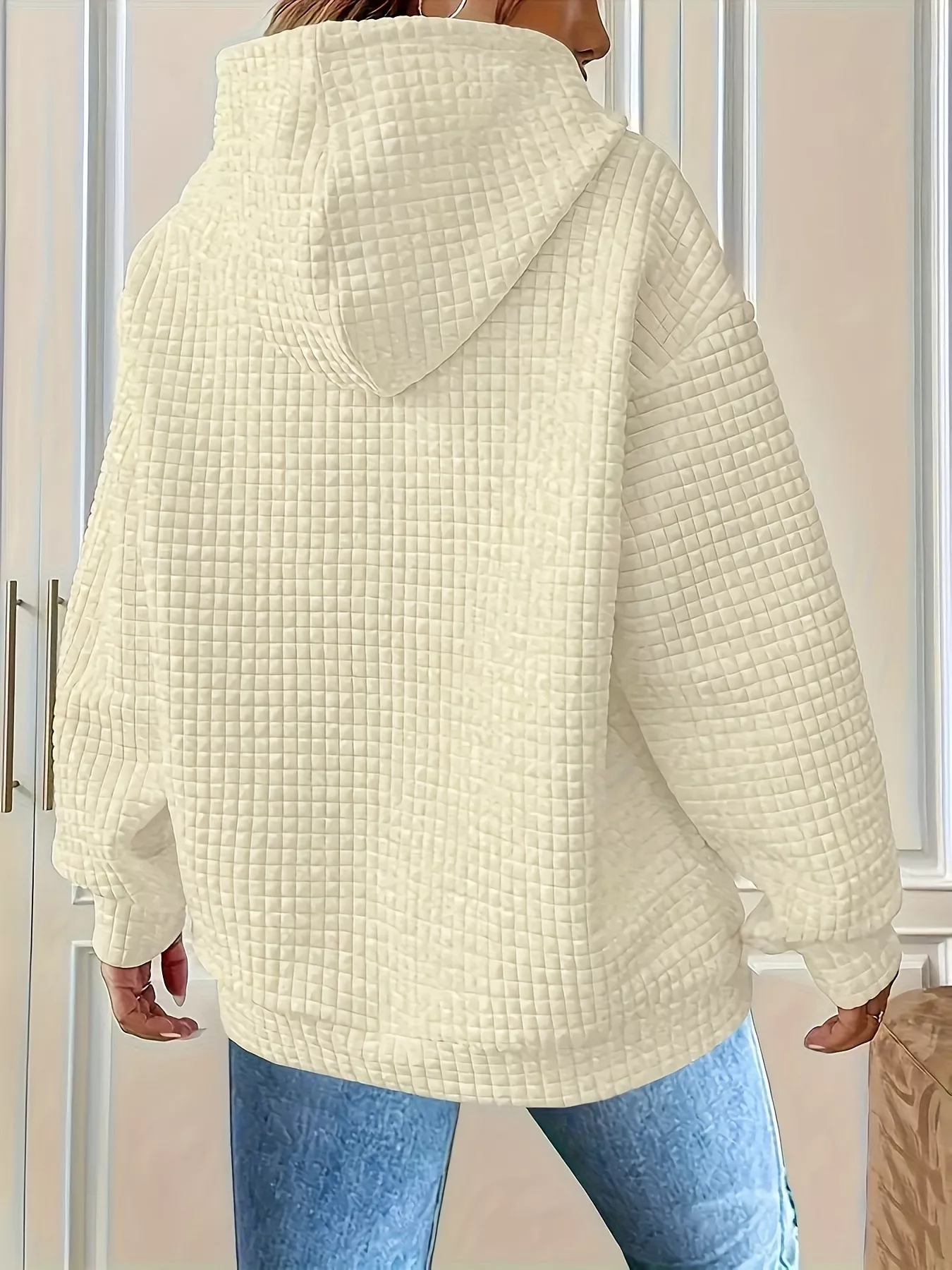 Textured Knit Drawstring Hoodie - Image 28
