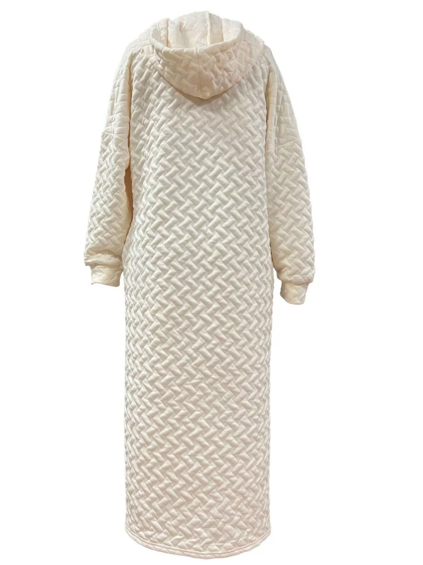 Textured Knit Hoodie Dress with Side Slit - Image 4