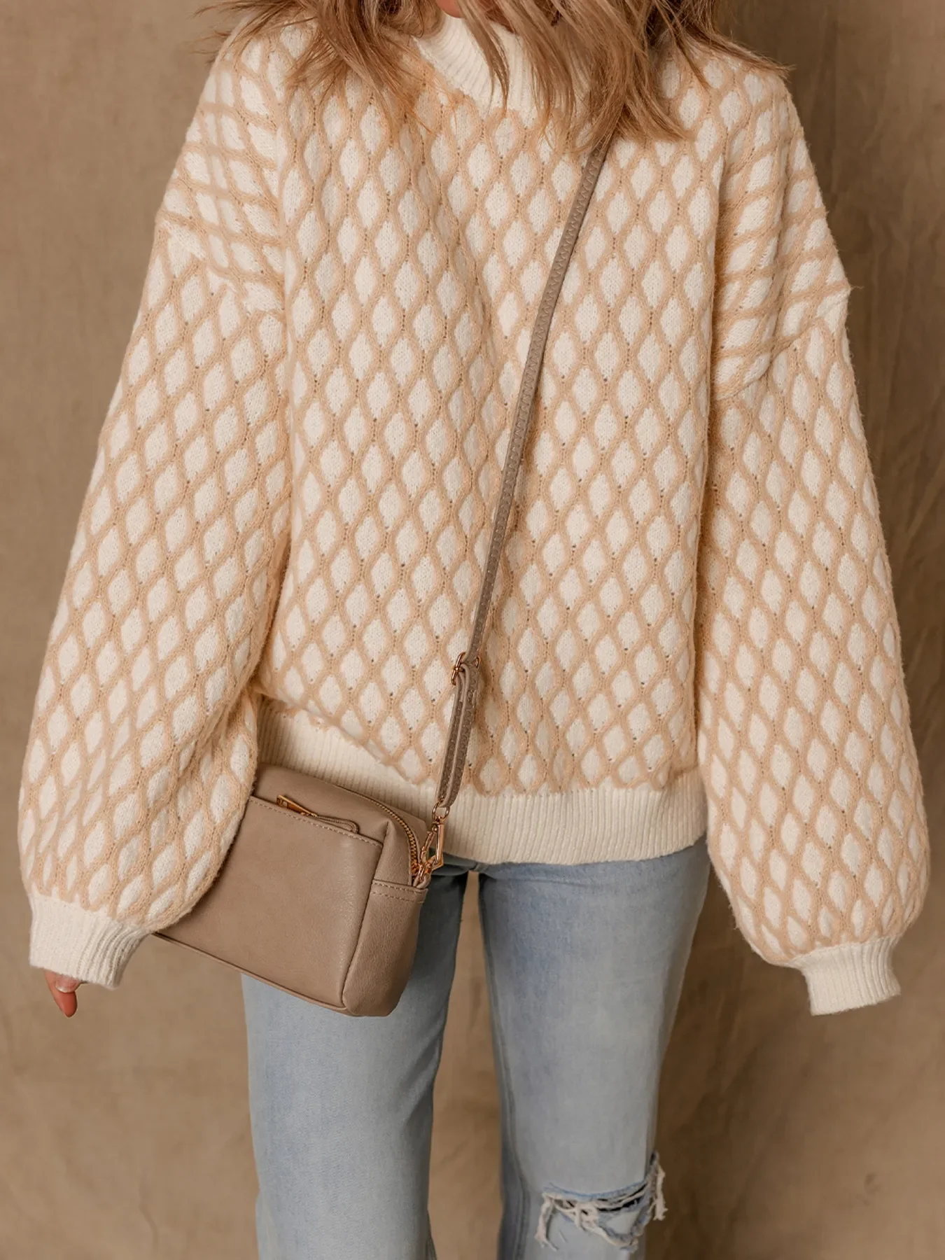 Textured Knit Mock Neck Sweater - Image 3