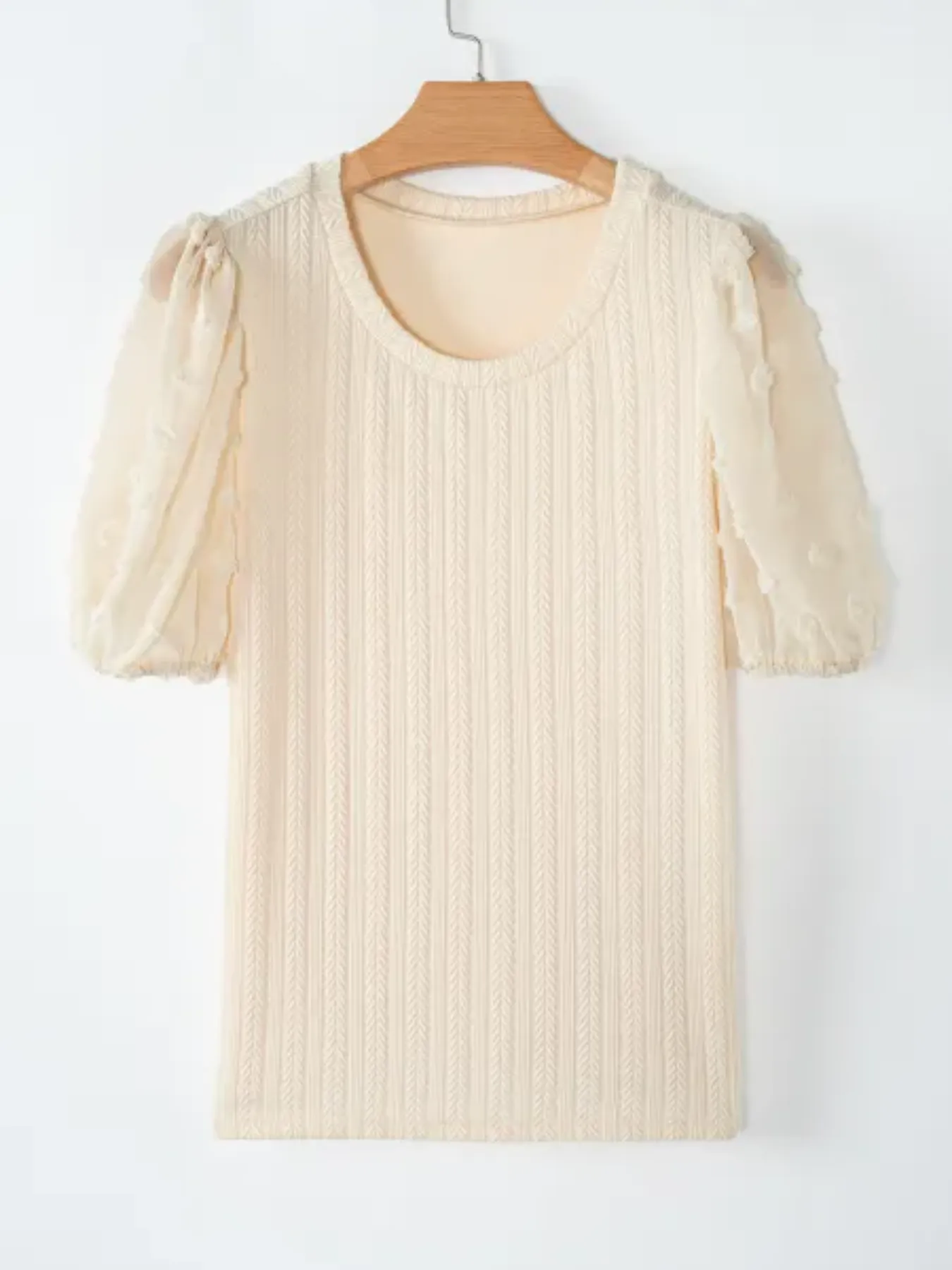 Textured Knit Round Neck Blouse - Image 3