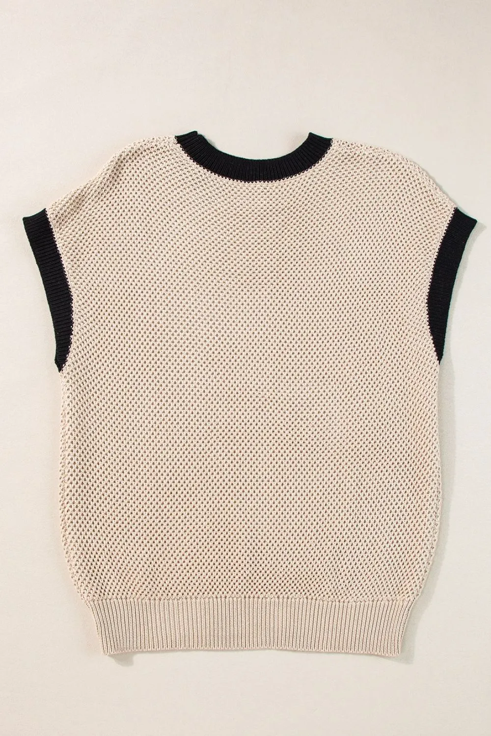 Textured Knit Sweater with Contrast Trim Details - Image 7