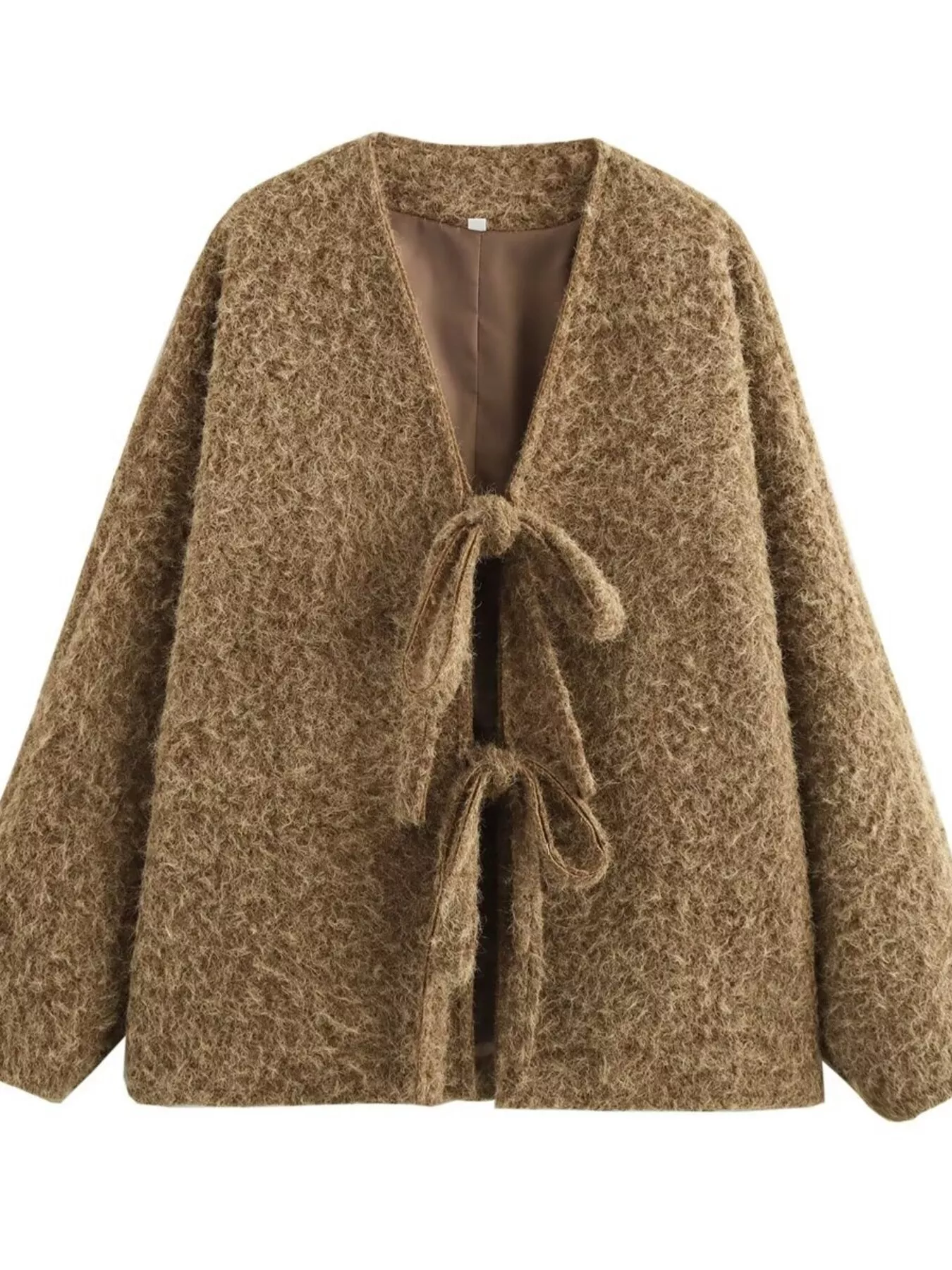 Textured Knit Tie-Front Outerwear - Image 2
