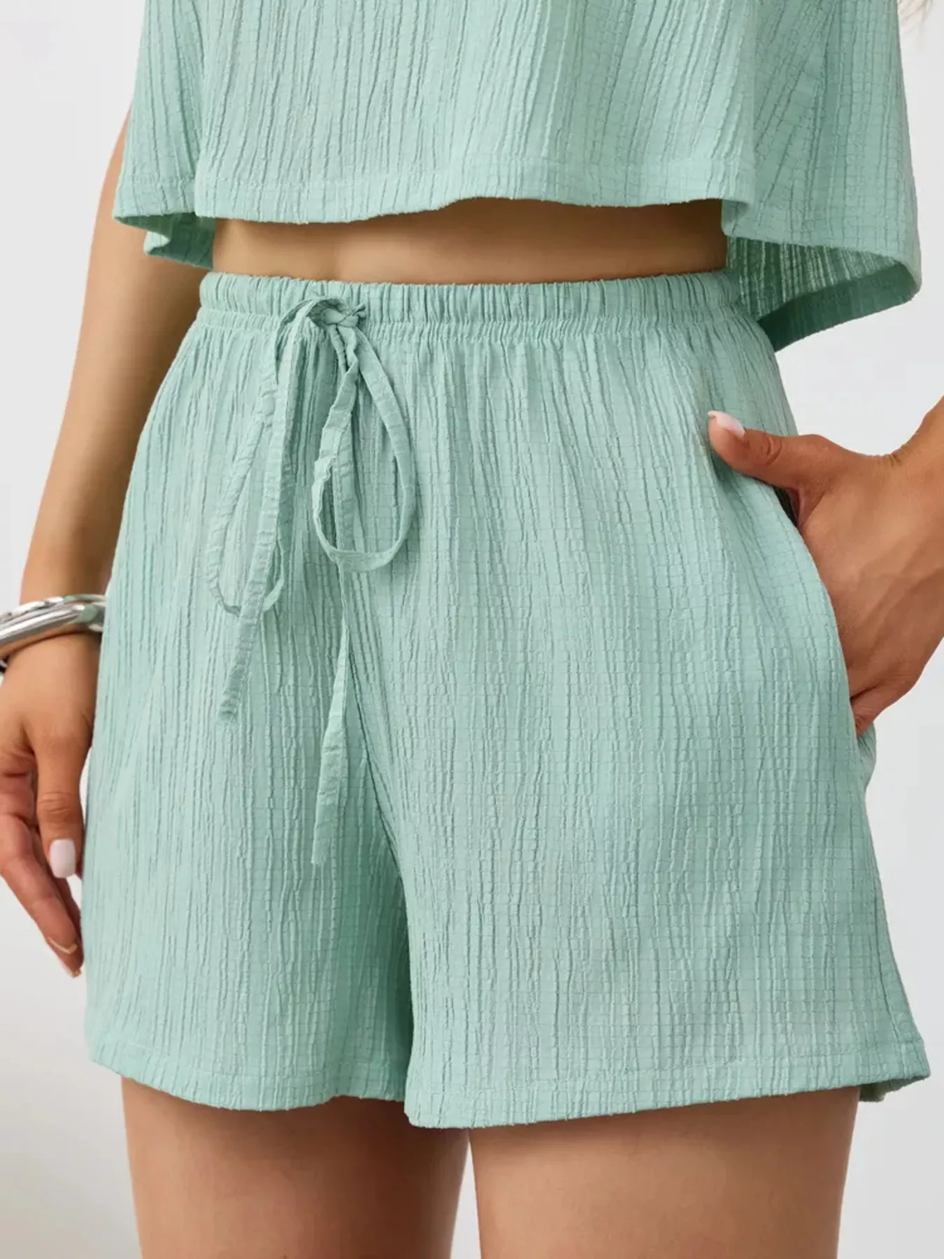 Textured Round Neck Tank and Shorts Set - Image 29