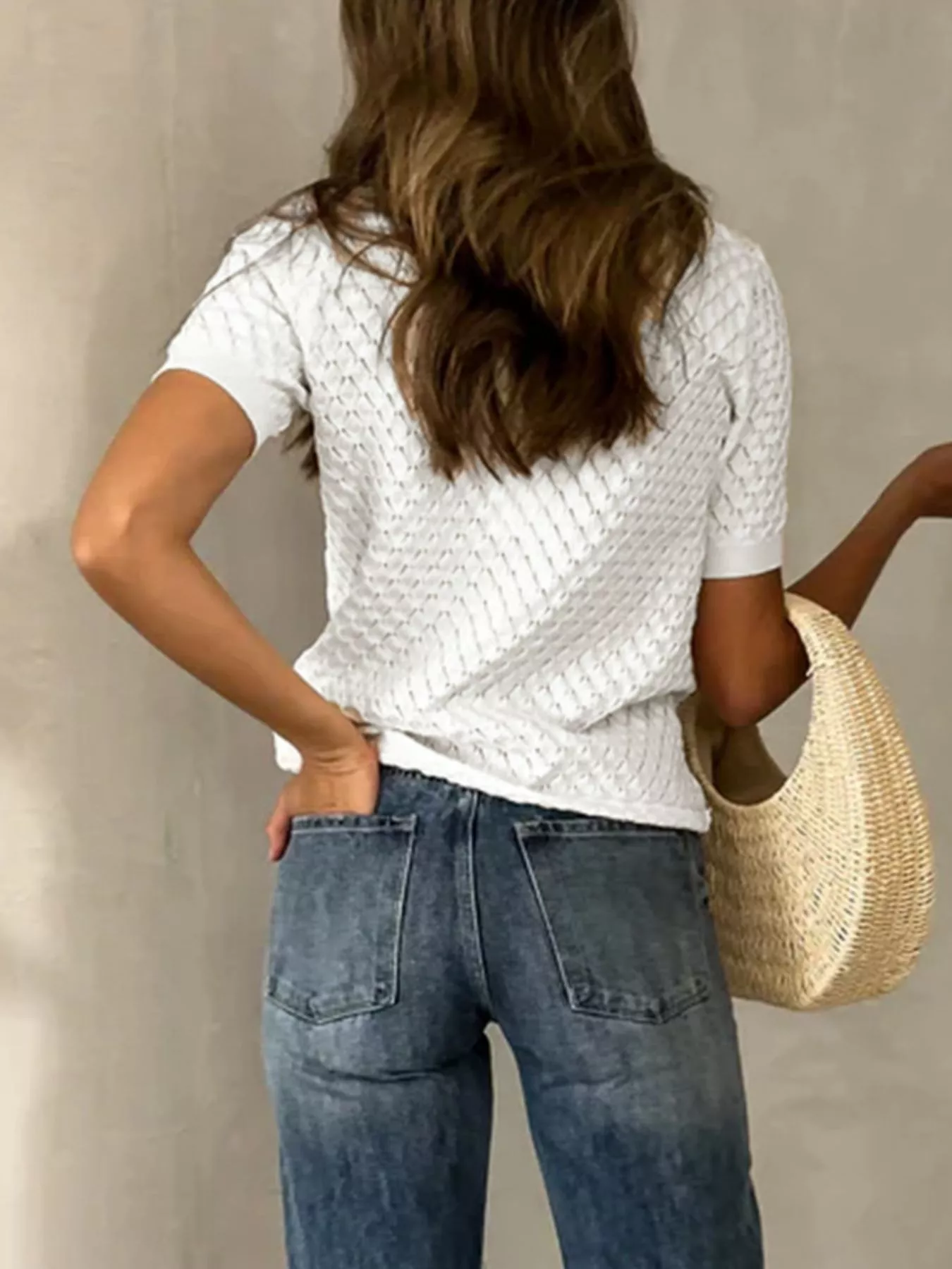 Textured Short Sleeve Knit Top - Image 5