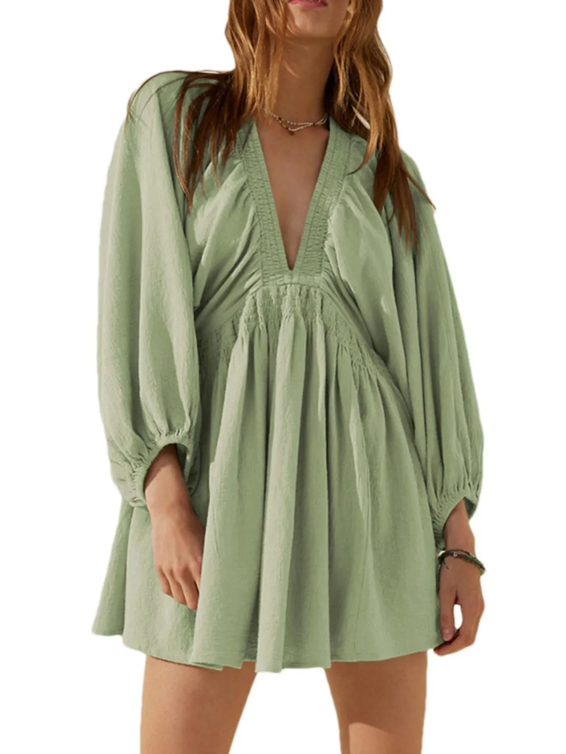 Textured V-Neck Mini Dress - Image 13