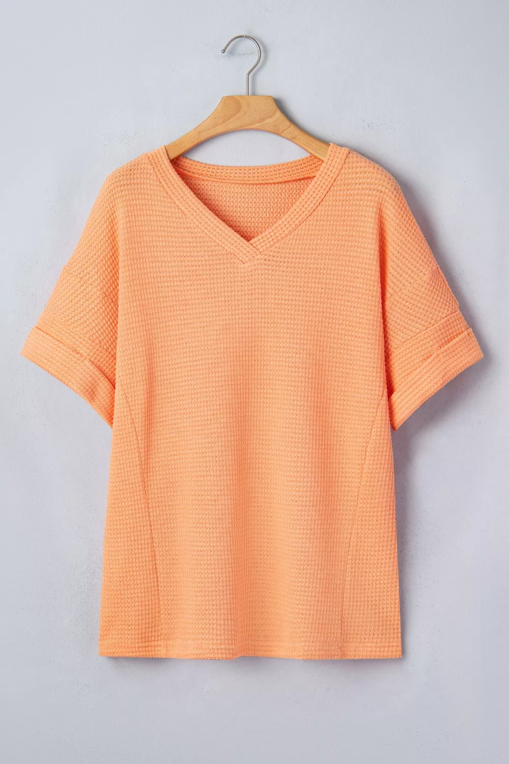 Textured Waffle Knit V-Neck T-Shirt - Image 16