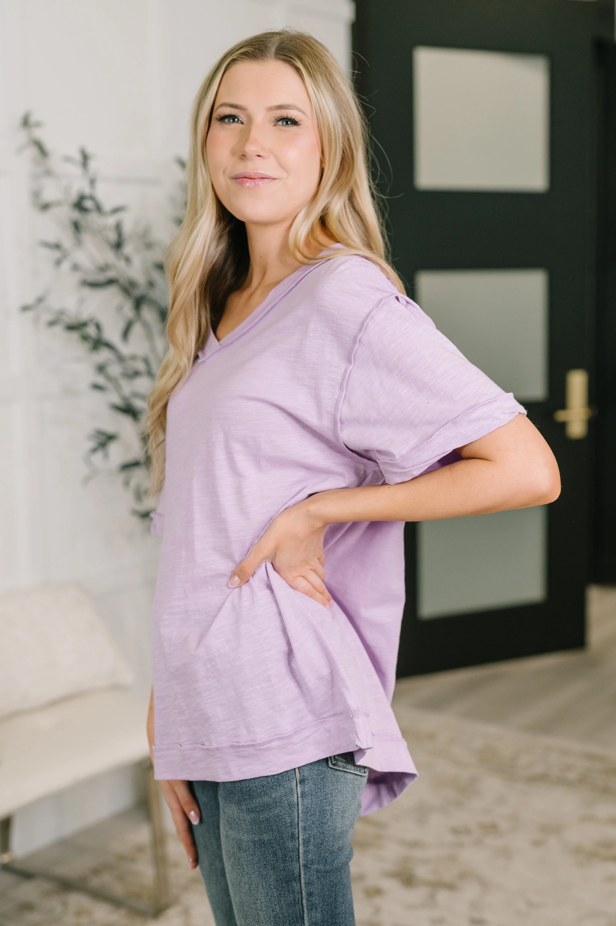 Thanks To You Relaxed Tee in Lilac - Image 4