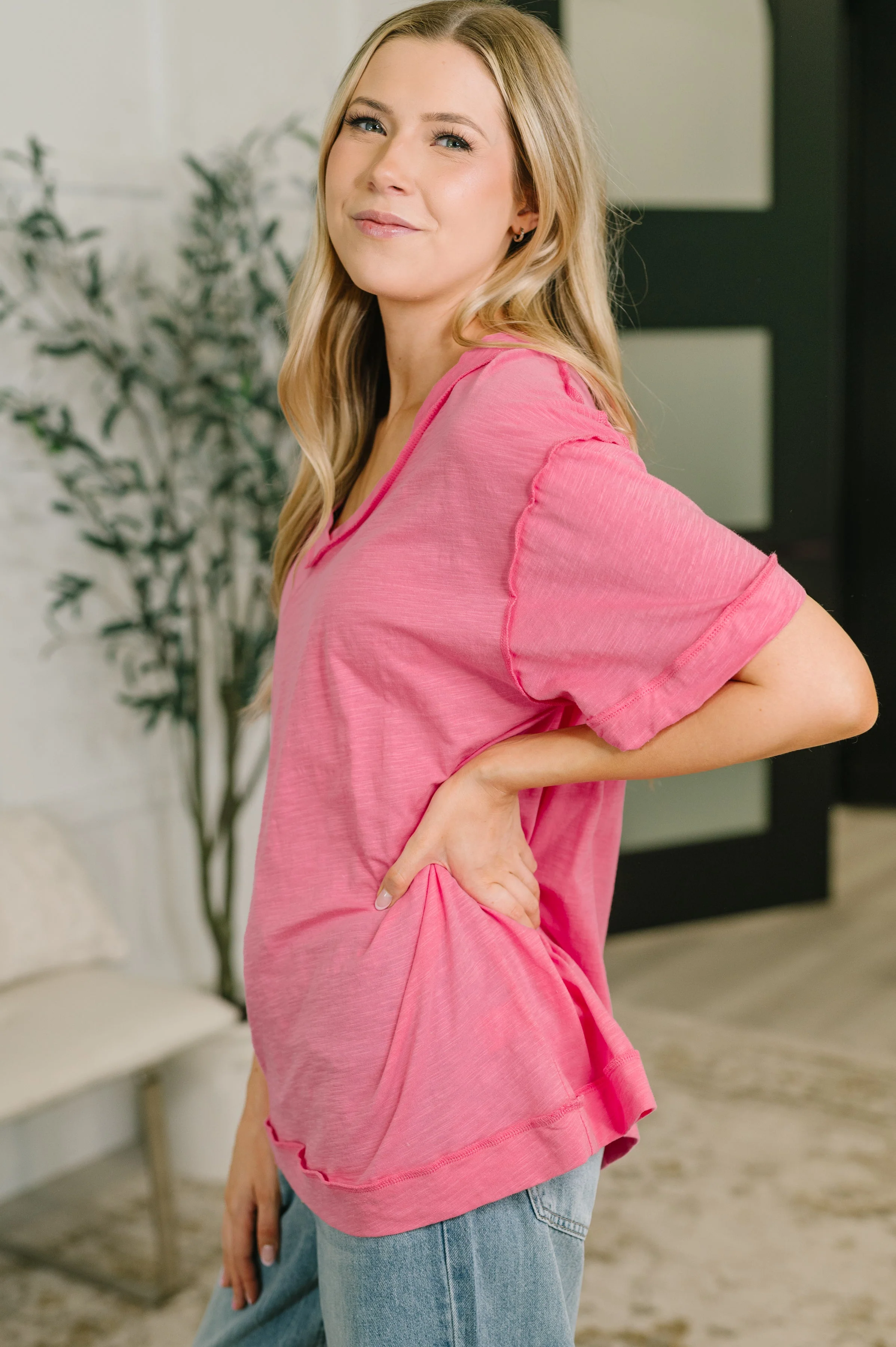 Thanks To You Relaxed Tee in Pink - Image 4
