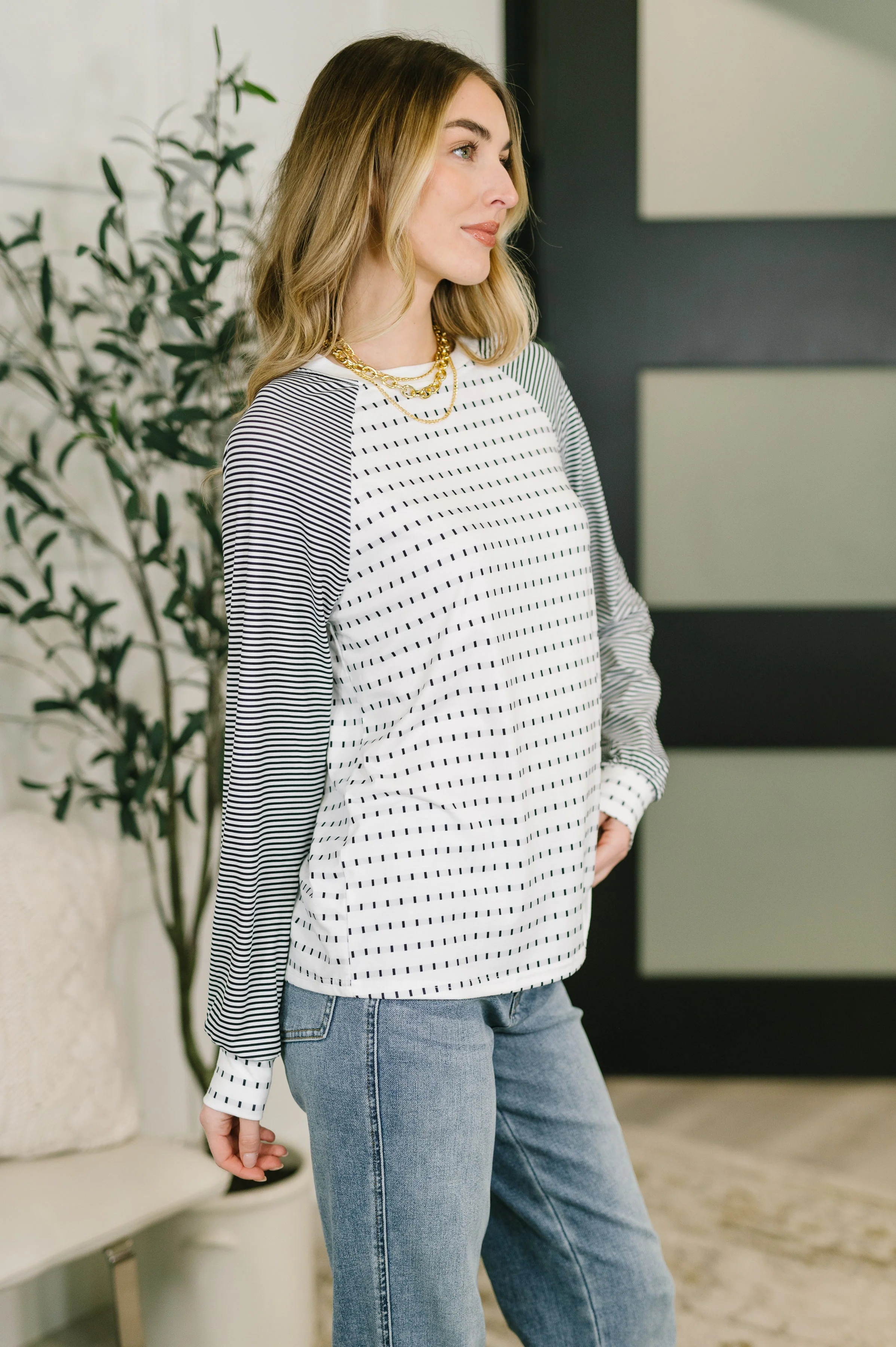 That's What I Like Raglan Patchwork Long Sleeve Top - Image 4