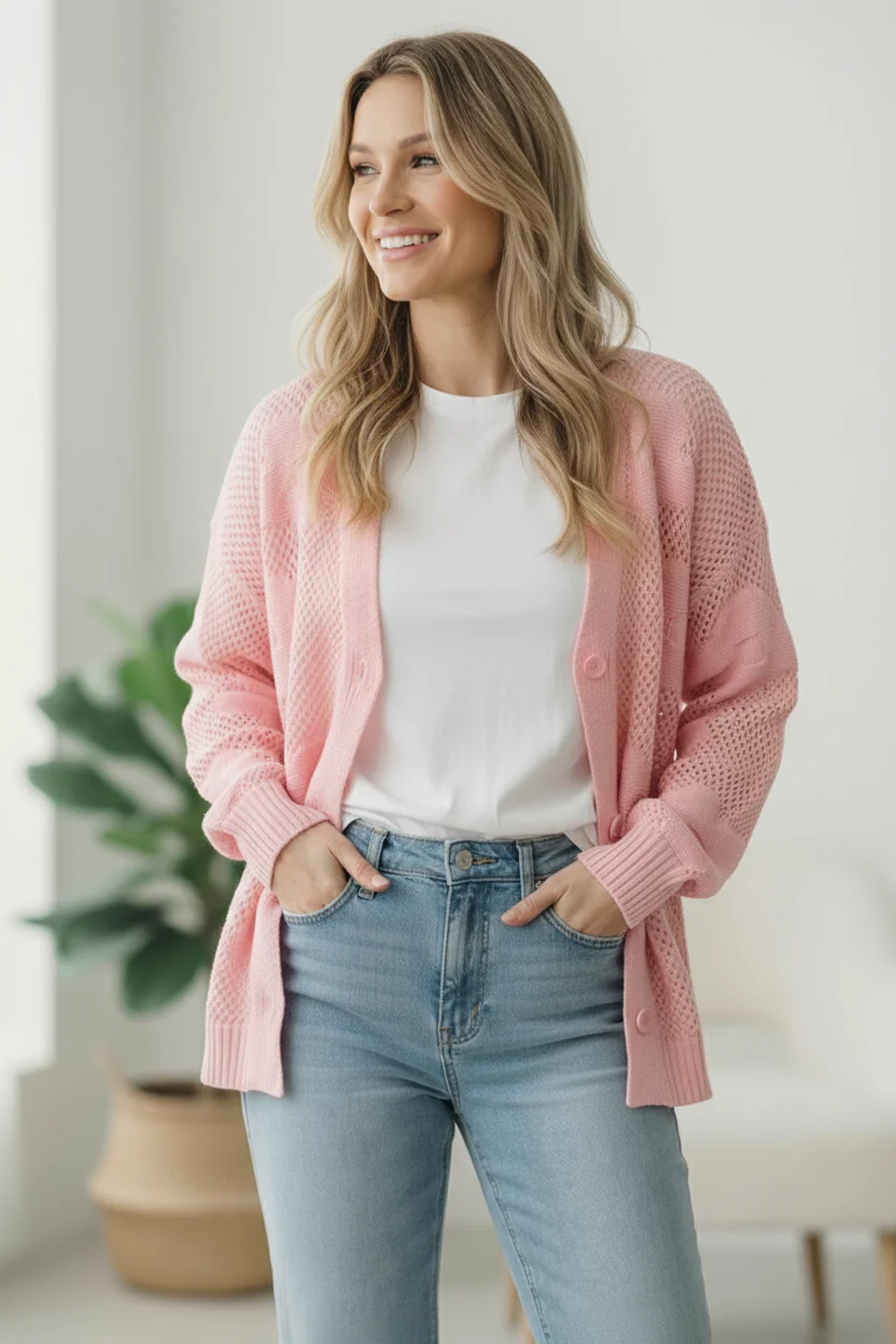 The Pink Daydream Netted Cardigan - Image 4