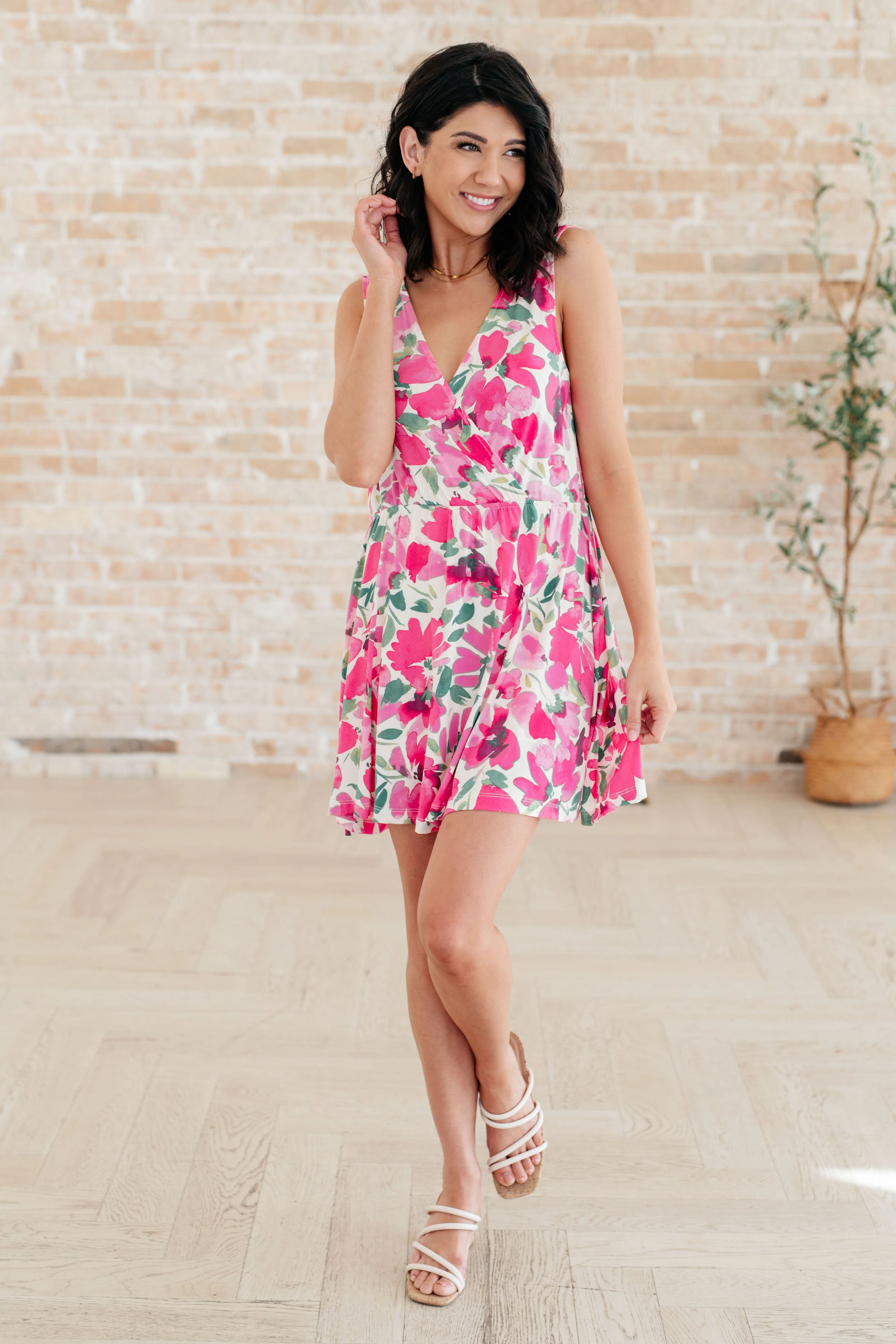 The Sun's Been Quite Kind V-Neck Dress in Pink - Image 3