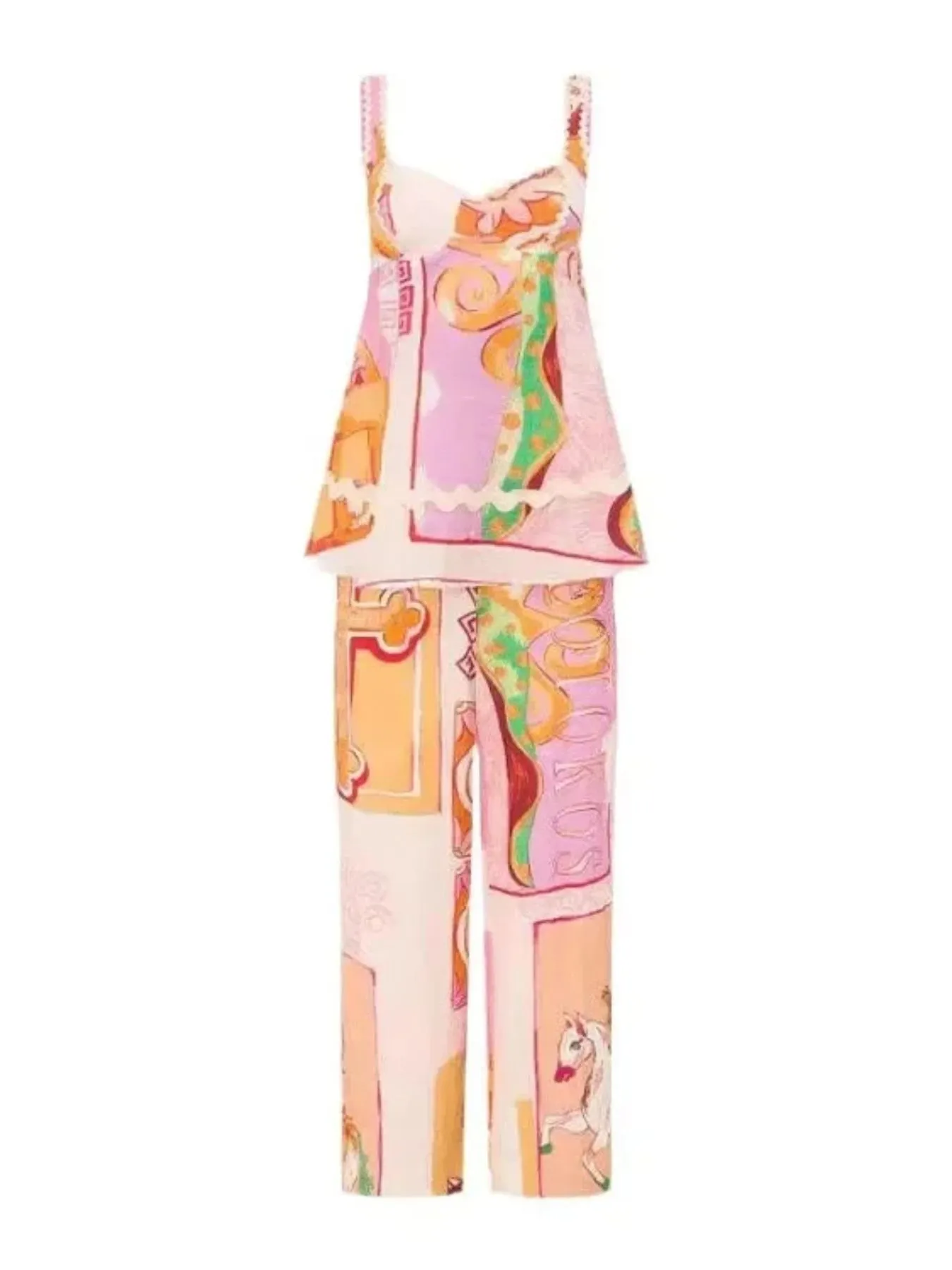 Tie Back Printed Cami and Pants Set - Image 7