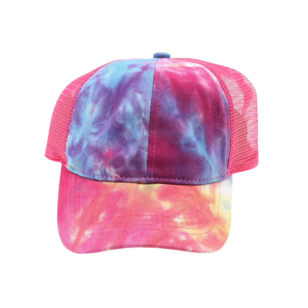 Tie Dye High Ponytail Mesh Back C.C Ball Cap - Image 3