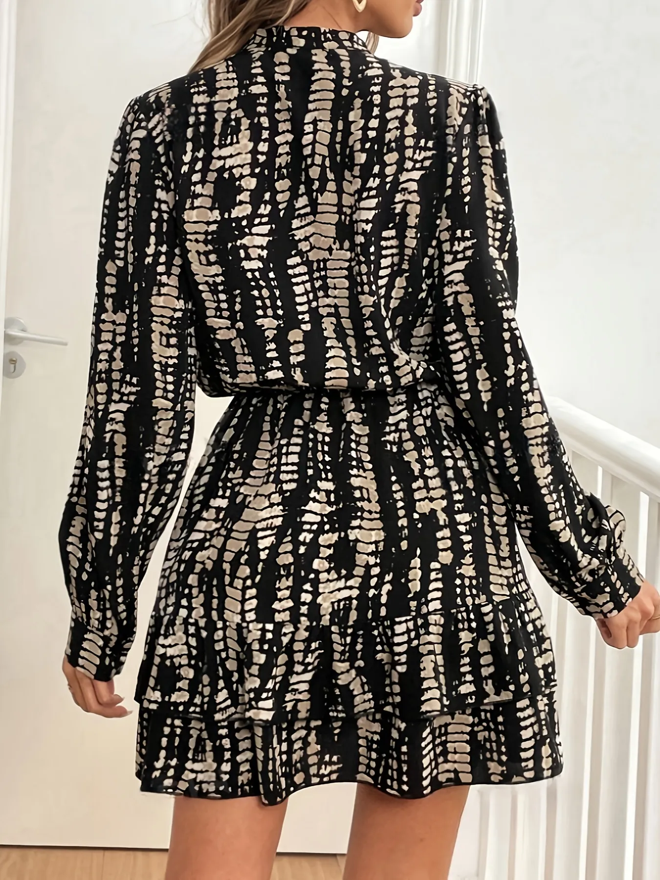 Tie-Dye Print Long Sleeve Mini Dress - Image 4