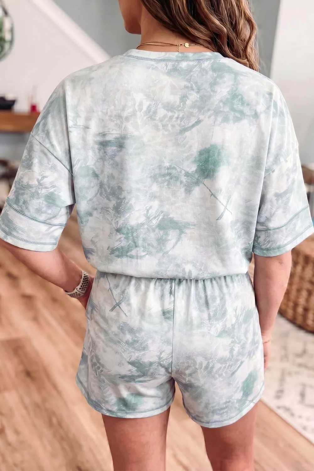 Tie-Dye Top and Drawstring Shorts Set - Image 2