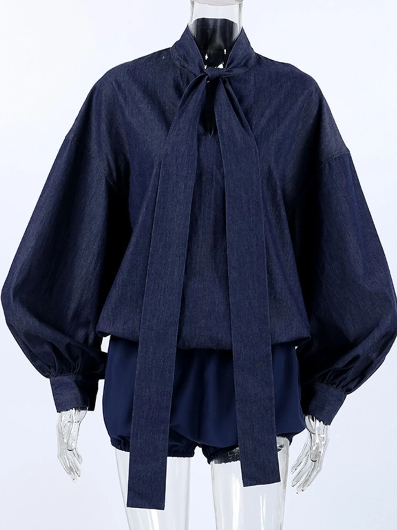 Tie Front Denim Top and Shorts Set - Image 7