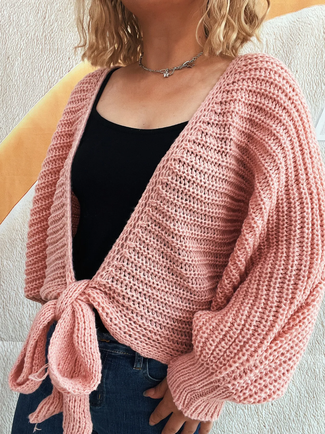 Tie Front Long Sleeve Cardigan - Image 10