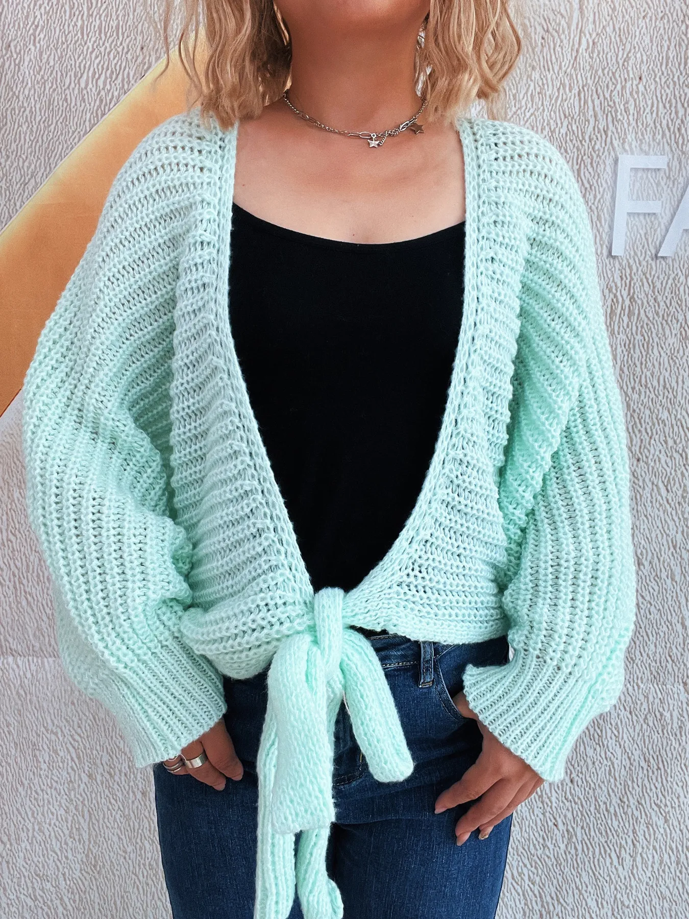 Tie Front Long Sleeve Cardigan - Image 12