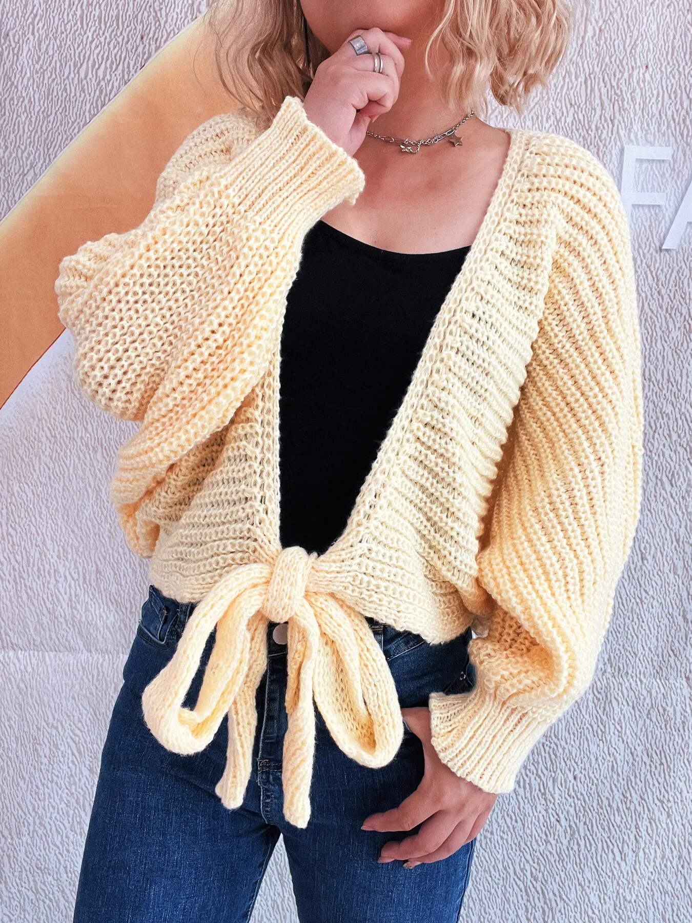 Tie Front Long Sleeve Cardigan - Image 18