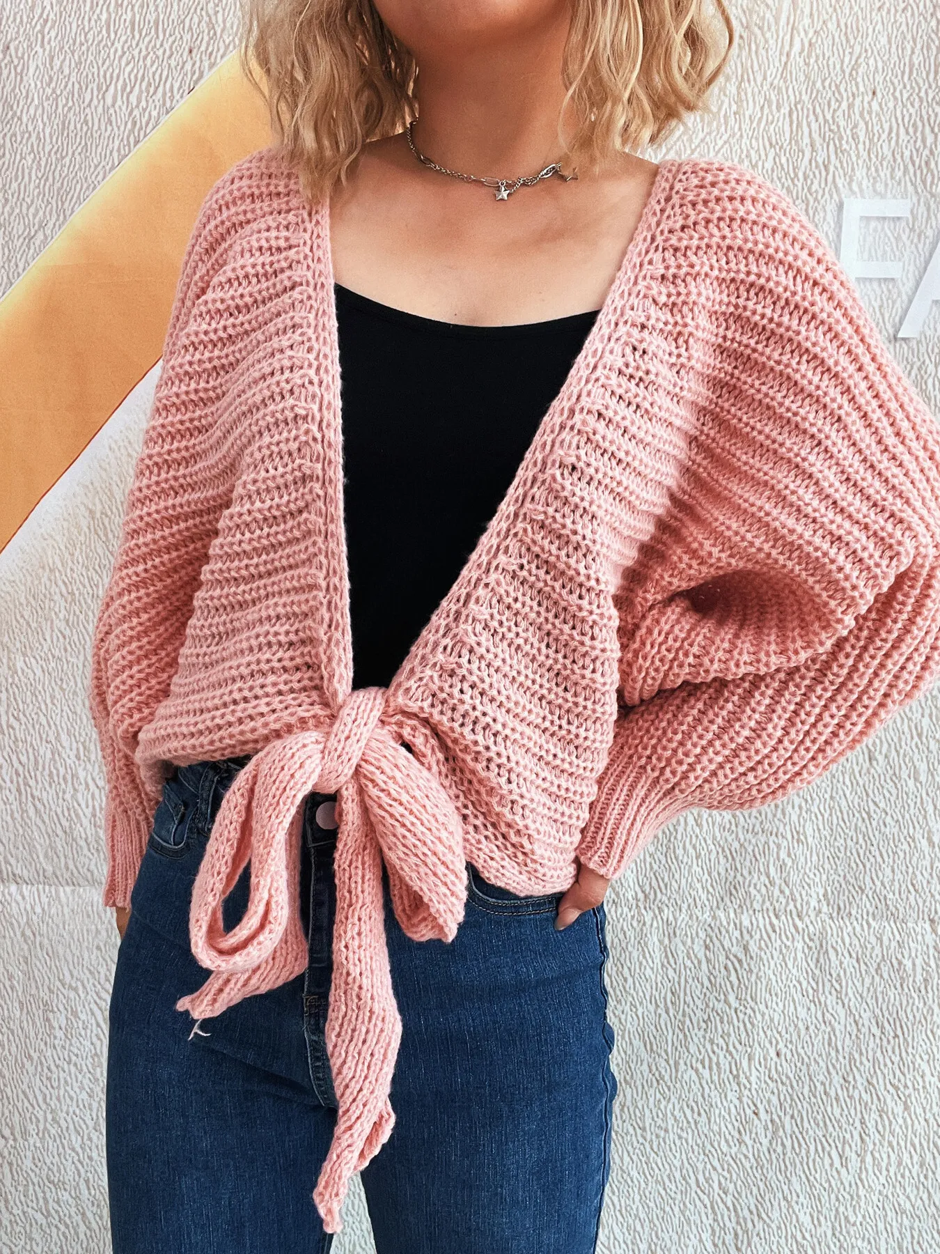 Tie Front Long Sleeve Cardigan - Image 8