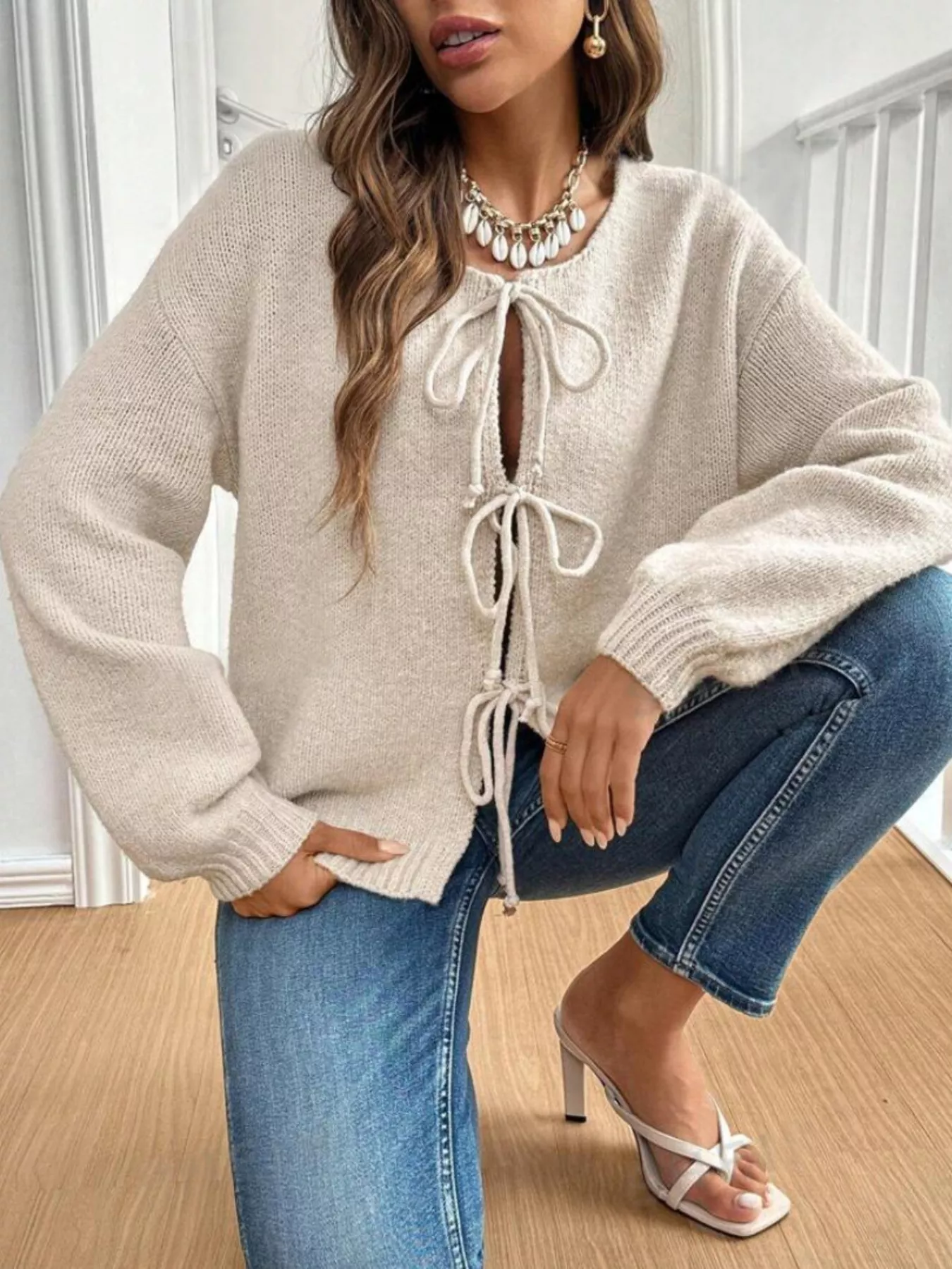 Tie-Front Long Sleeve Cardigan - Image 10