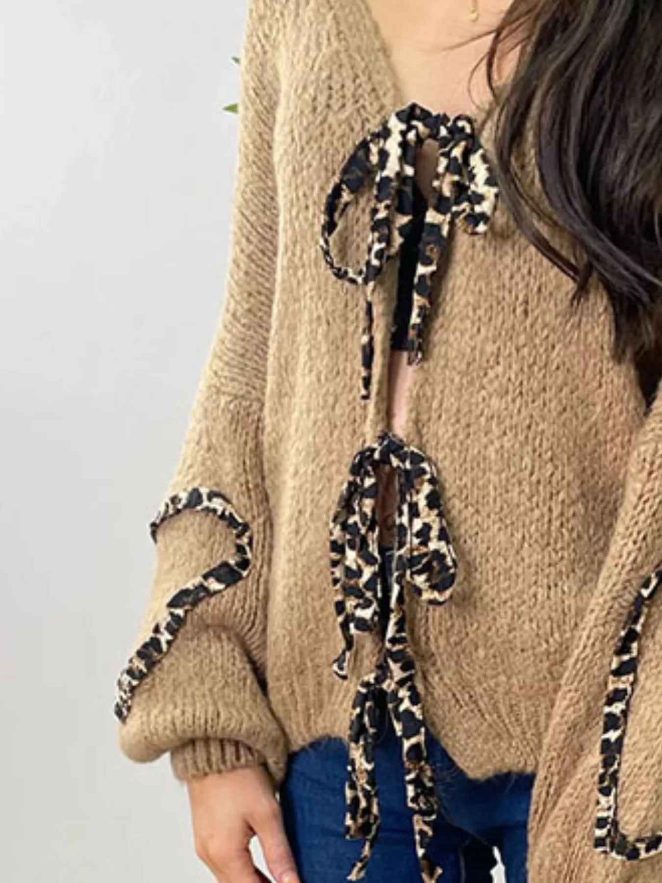 Tie Front Long Sleeve Sweater - Image 11