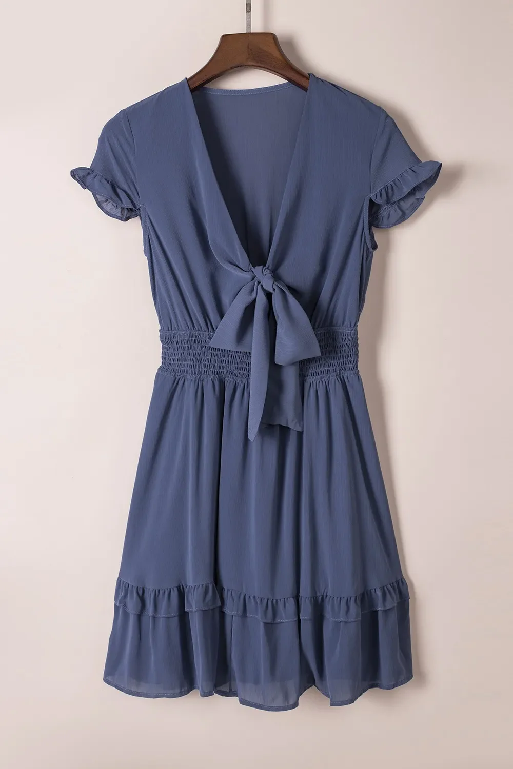 Tie-Front Mini Dress with Smocked Waist - Image 16