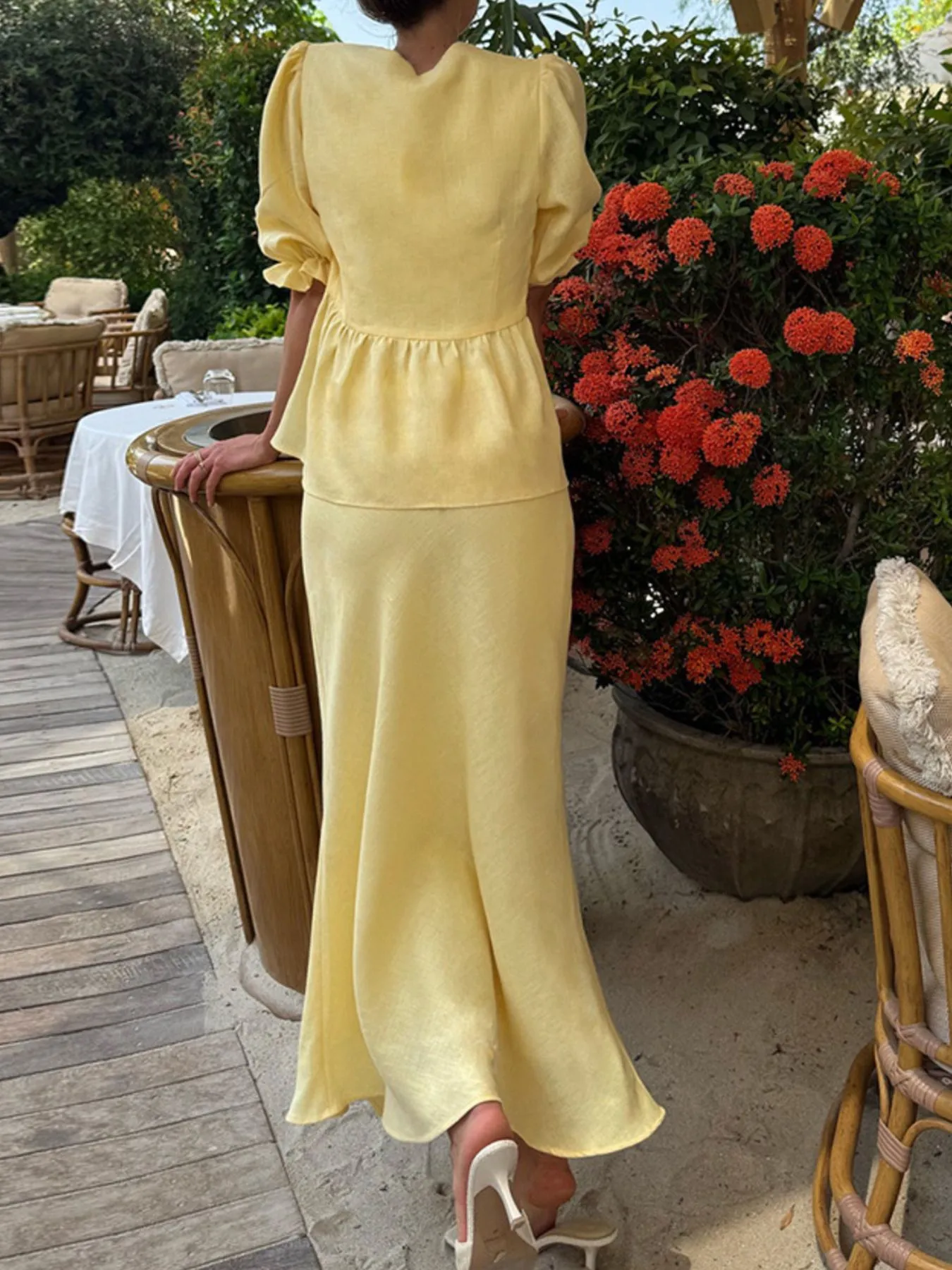 Tie Front Peplum Top and Skirt Set - Image 9