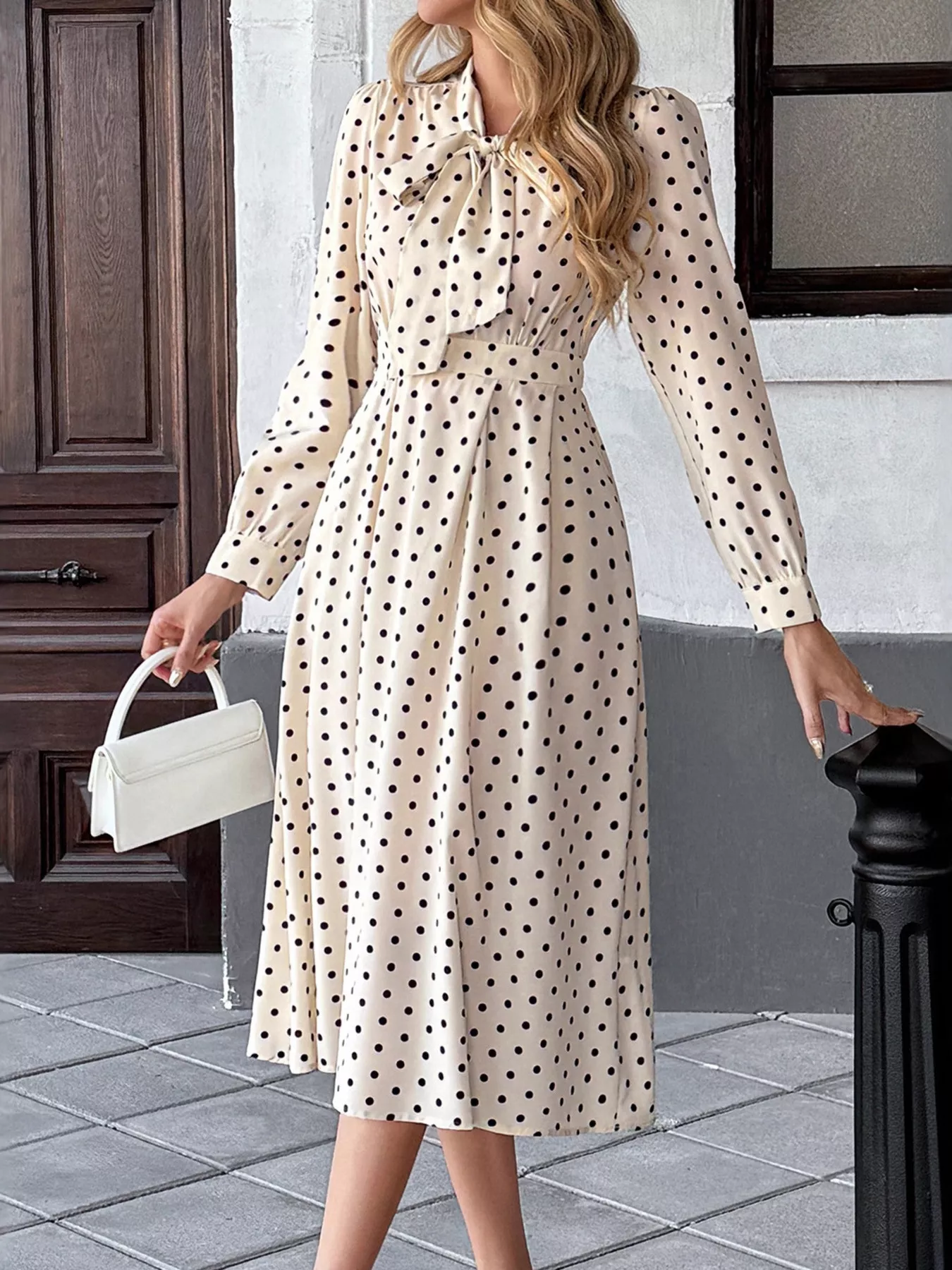 Tie Front Polka Dot Dress - Image 3