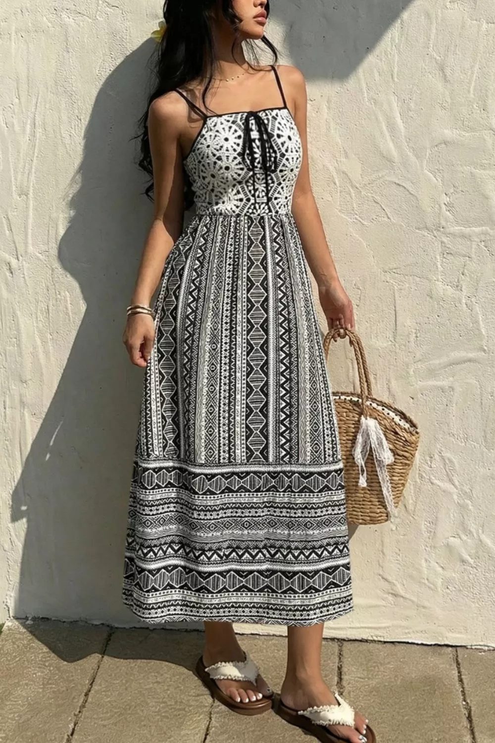 Tie-Front Square Neck Cami Dress
